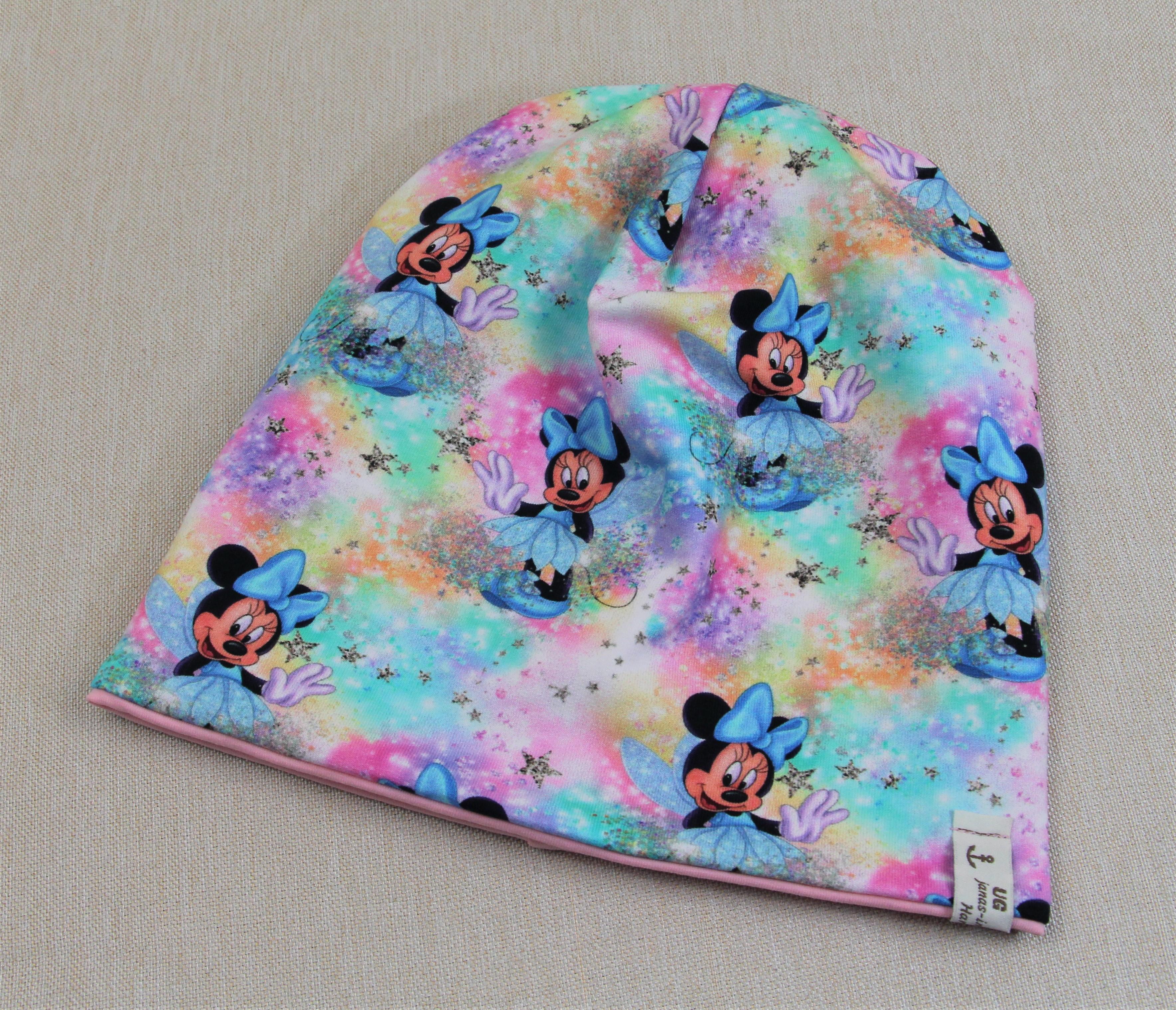 Beanie, Mütze, Maus mit blauer Schleife