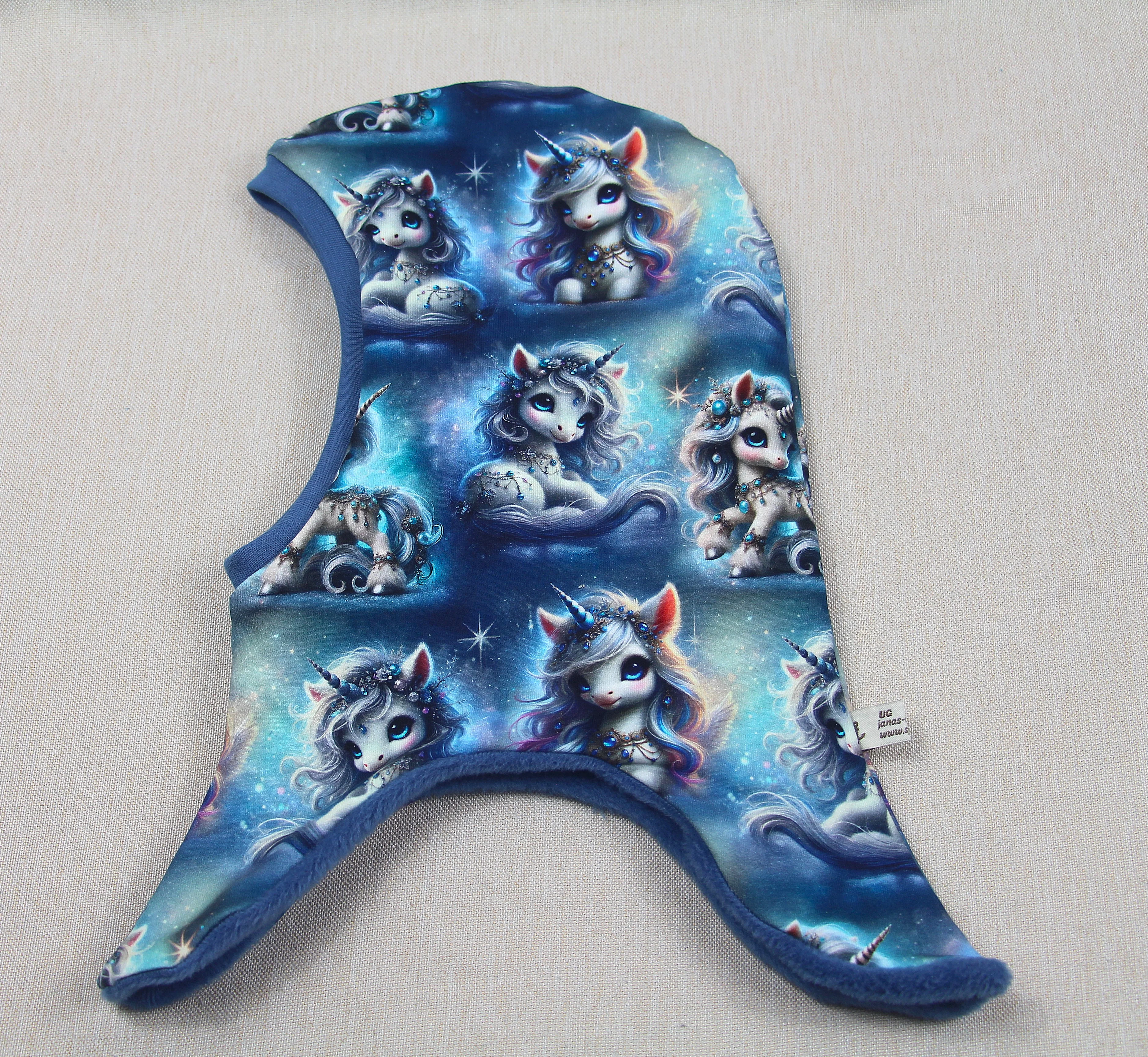 Schlupfmütze, Einhorn, blau, Wintermütze
