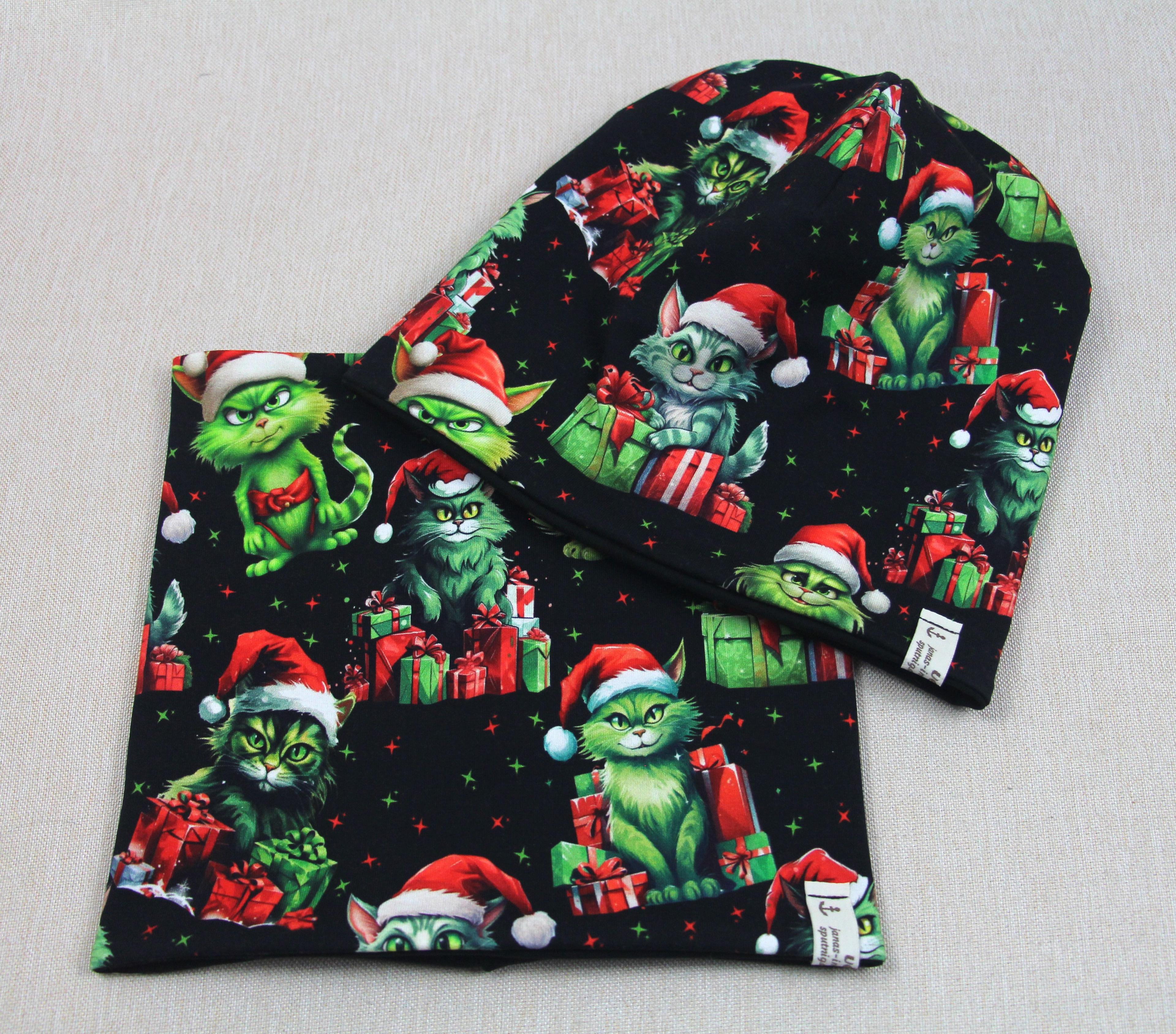 Beanie-Set, Chemomütze, Weihnachtskatze