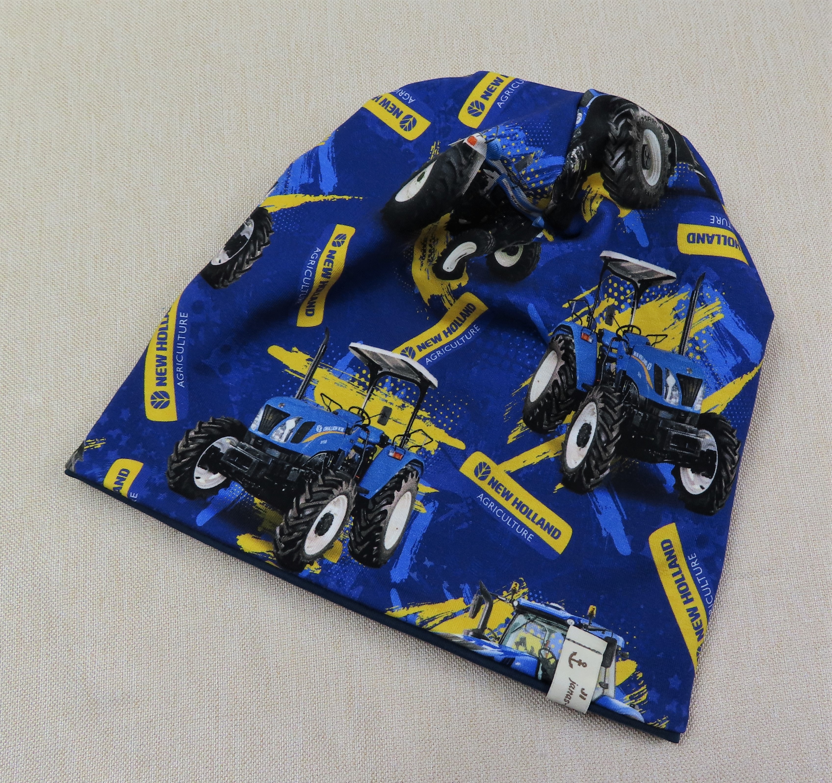 Beanie, Mütze, Traktor blau