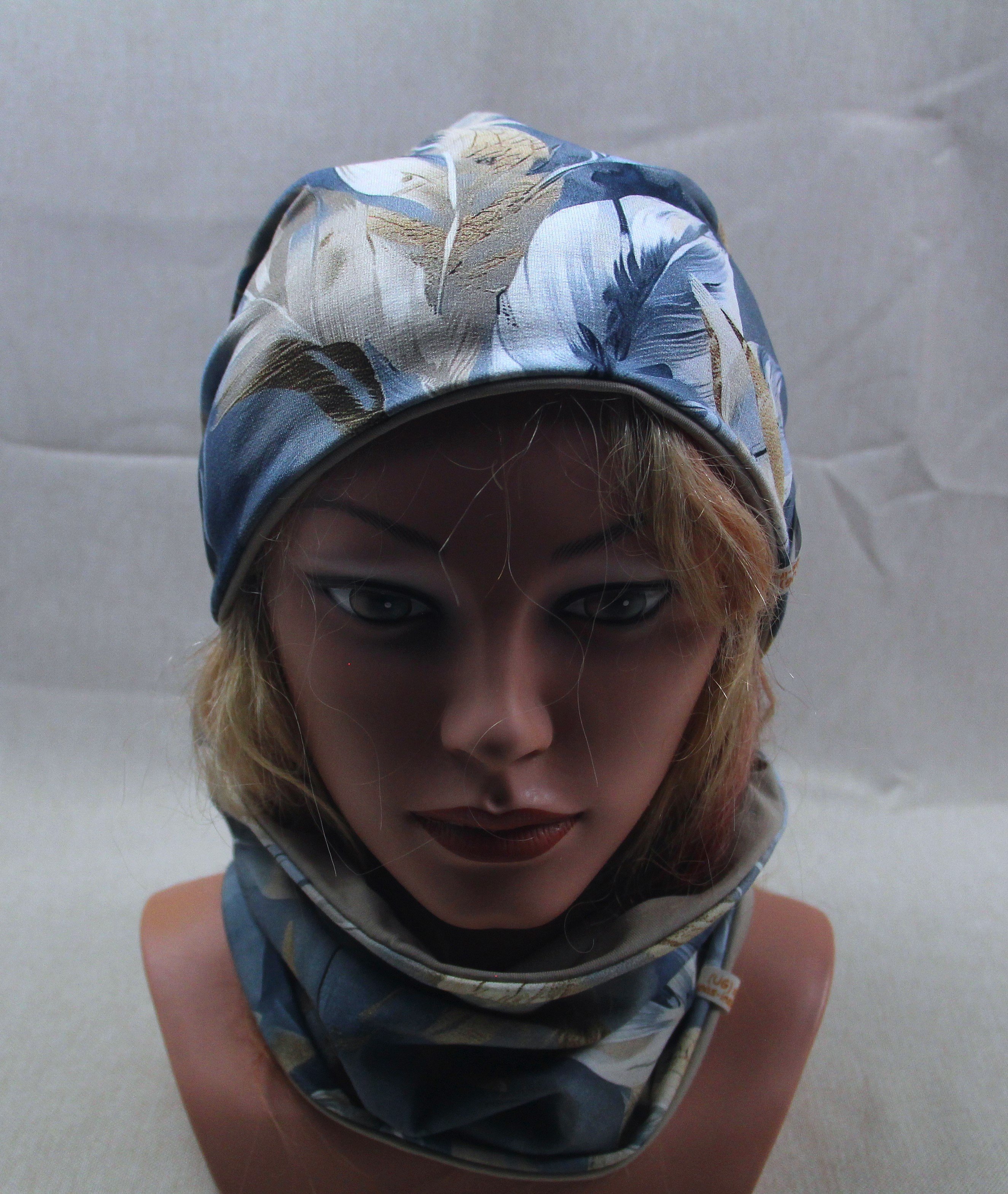 Beanie-Set, Chemomütze, Federn