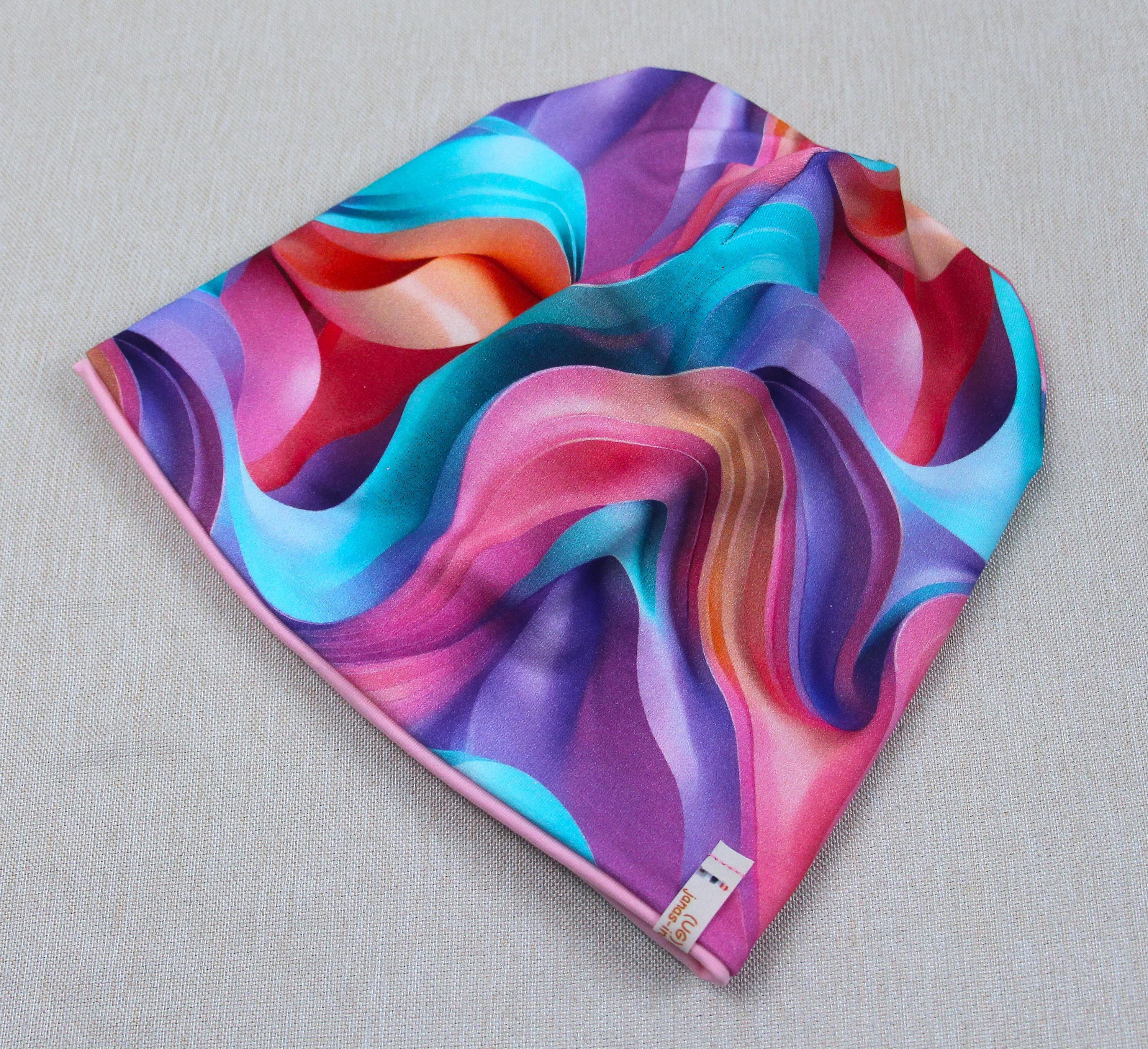 Beanie, Mütze, Regenbogen-Wellen