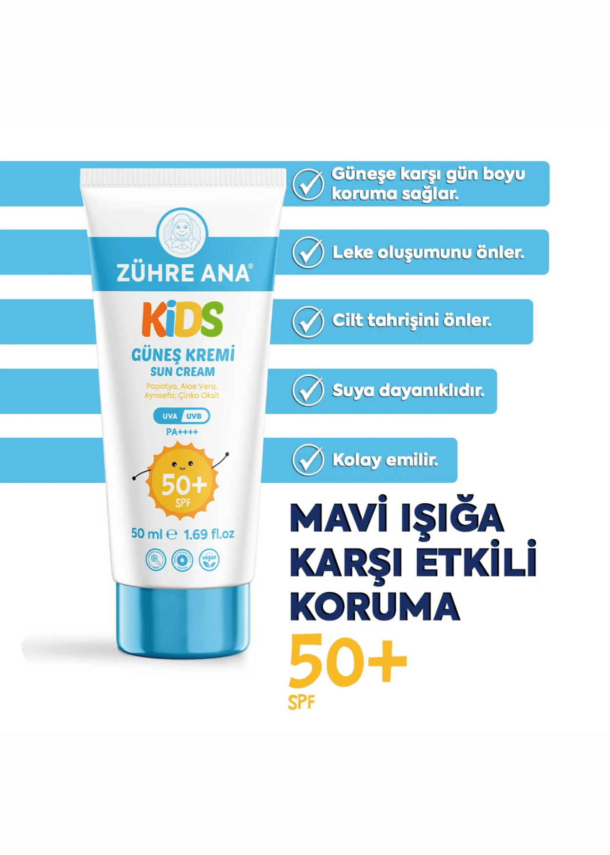 Zühre Ana Kids Güneş Kremi Spf 50+ UVA/UVB