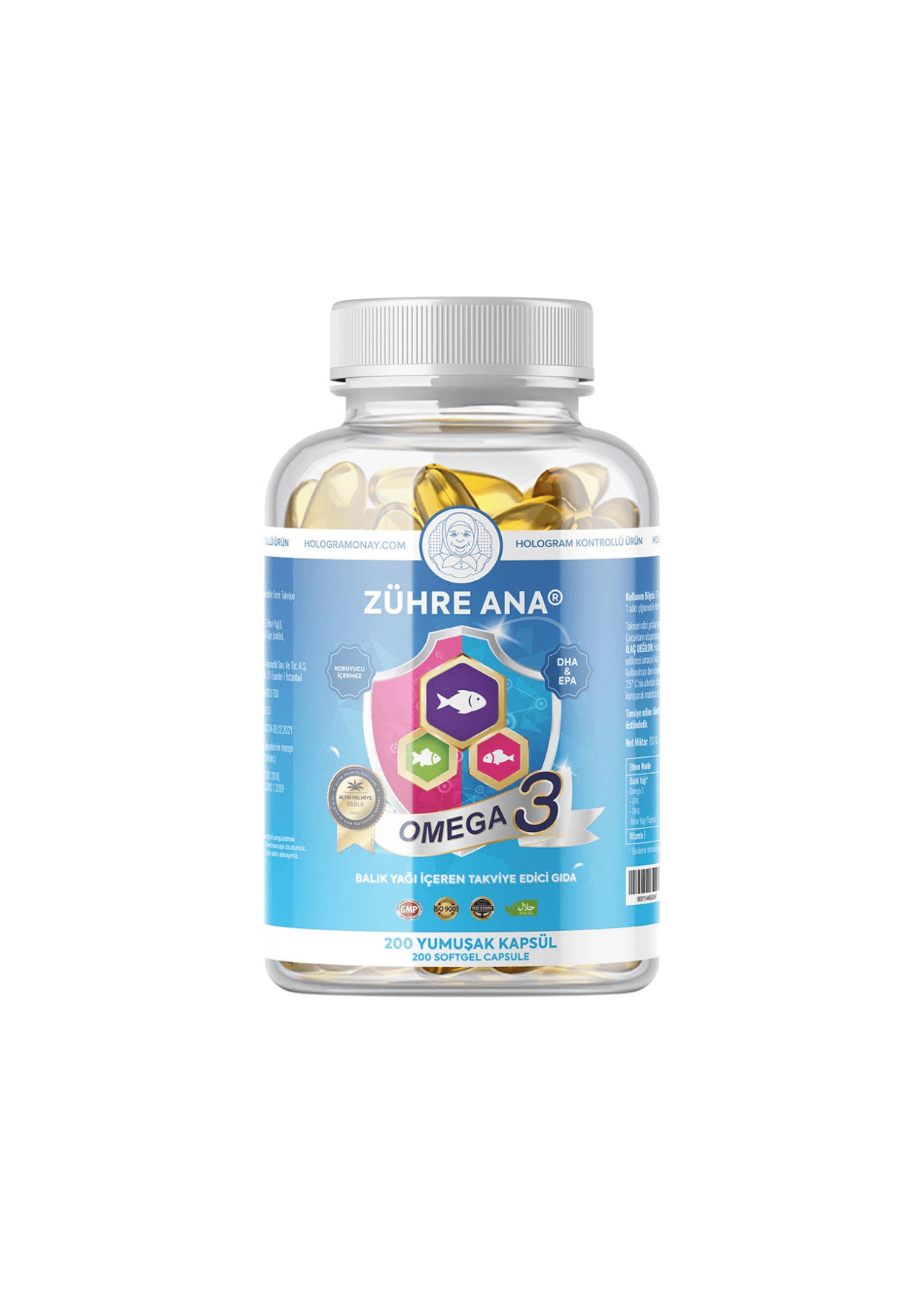 Zühre Ana Omega 3 Fischöl – 200 Kapseln