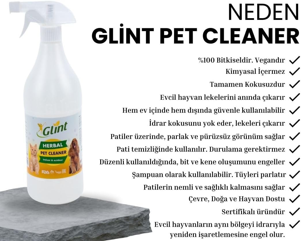 Glint %100 Bitkisel Kedi Köpek Mama Kabı Temizleyici 1L
