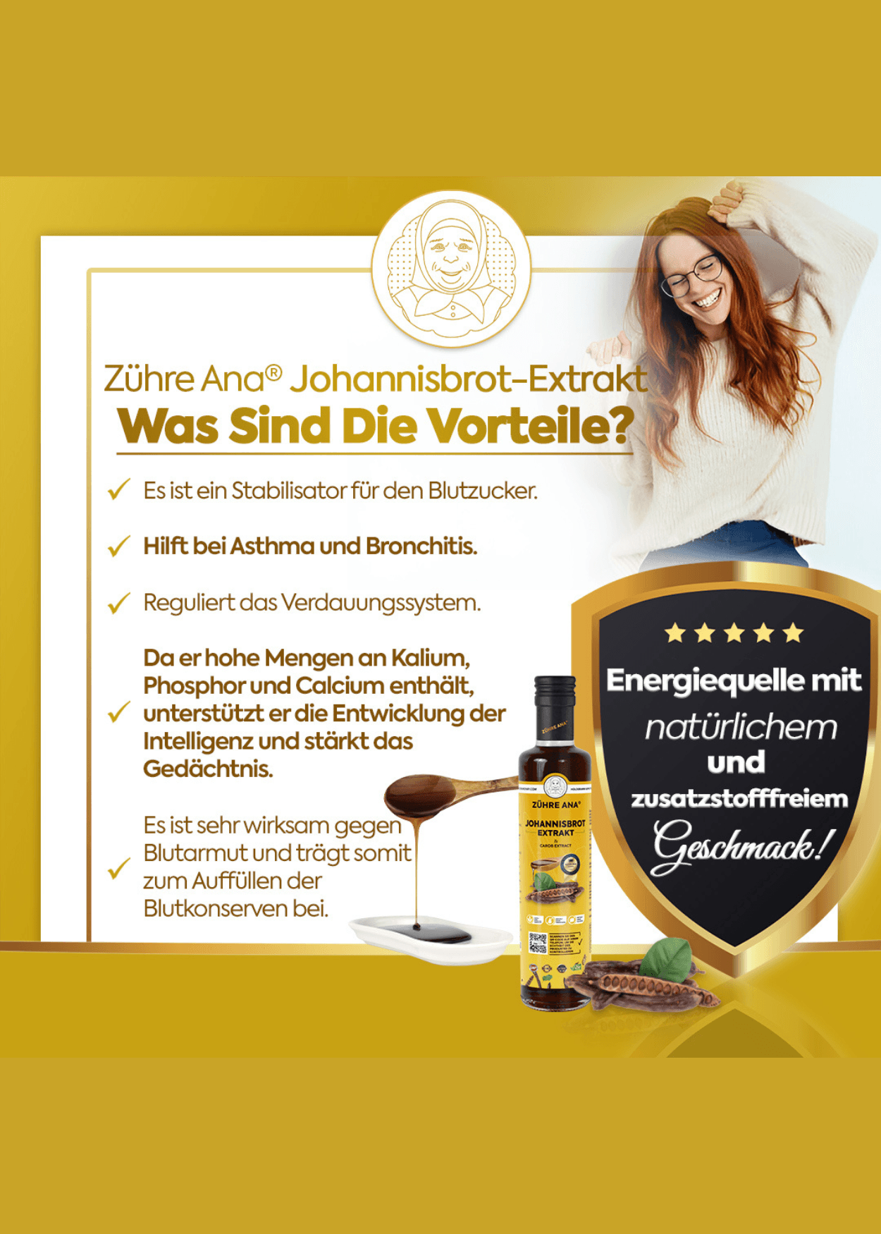 Zühre Ana Johannisbrot Extrakt – Natürliche Atemunterstützung mit Vitaminen (Keçiboynuzu Özü) 350g