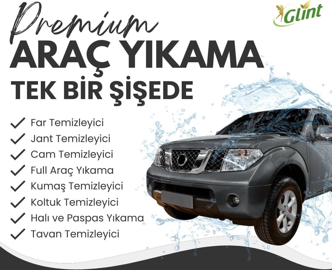 Glint %100 Bitkisel Çok Amaçlı Oto Temizleyici Araç Far Koltuk Paspas Temizleme Jant Parlatıcı 1L