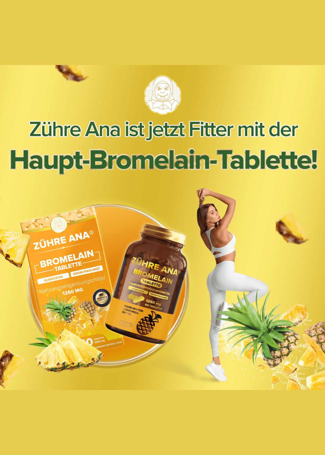 Zühre Ana Bromelain Kapseln 1250 mg 60 Kapseln mit Ananas-extrakt