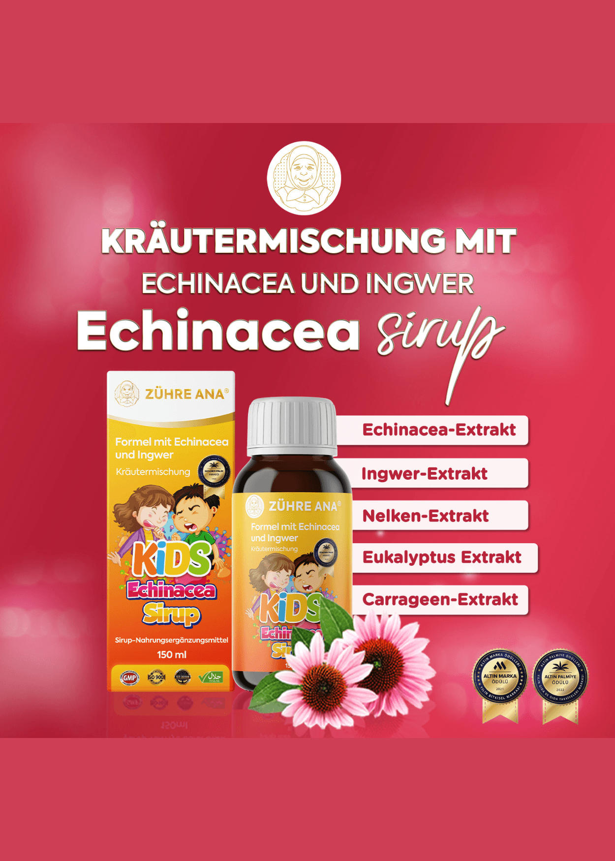 Zühre Ana Echinacea Sirup – Nahrungsergänzungsmittel auf Basis von Echinacea 150ml