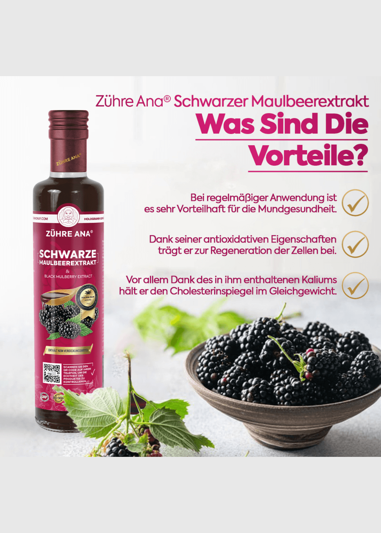 Zühre Ana Schwarzer Maulbeerextrakt 670g – Natürliches Antioxidans, Starkes Immunsystem