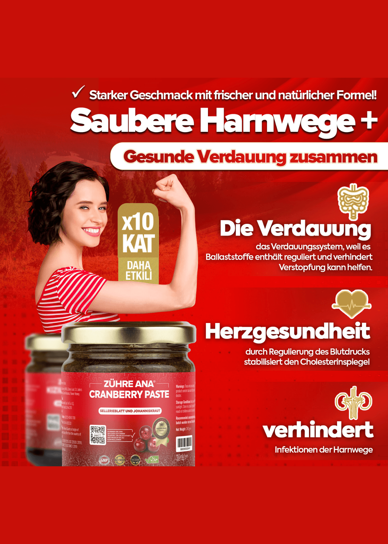 Zühre Ana Cranberry Paste – Gesundheit der Knochen, Harnwege und des Immunsystem 240g