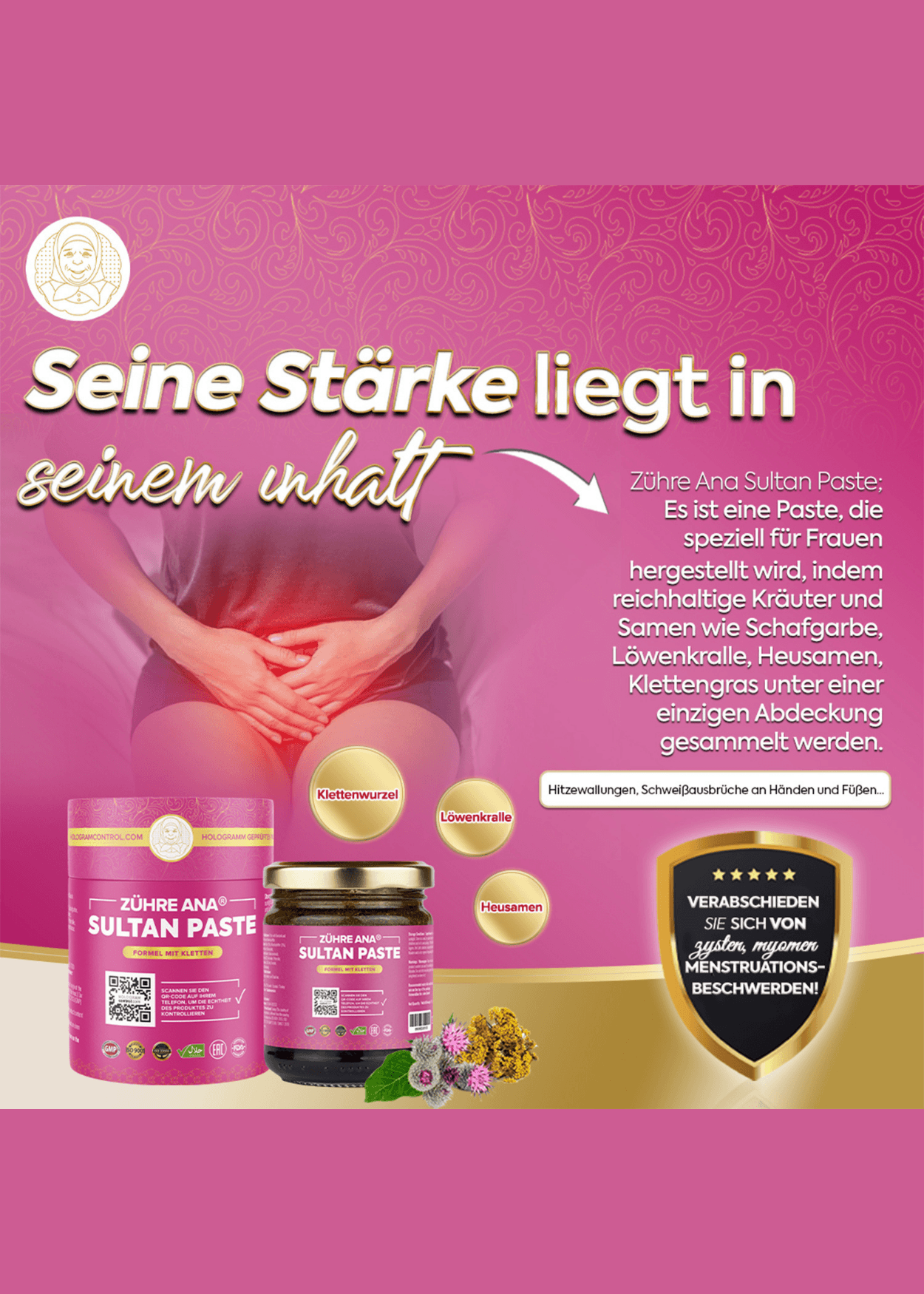 Zühre Ana Sultan Paste mit Klette, Mönchspfeffer und Schafgarbe 240g