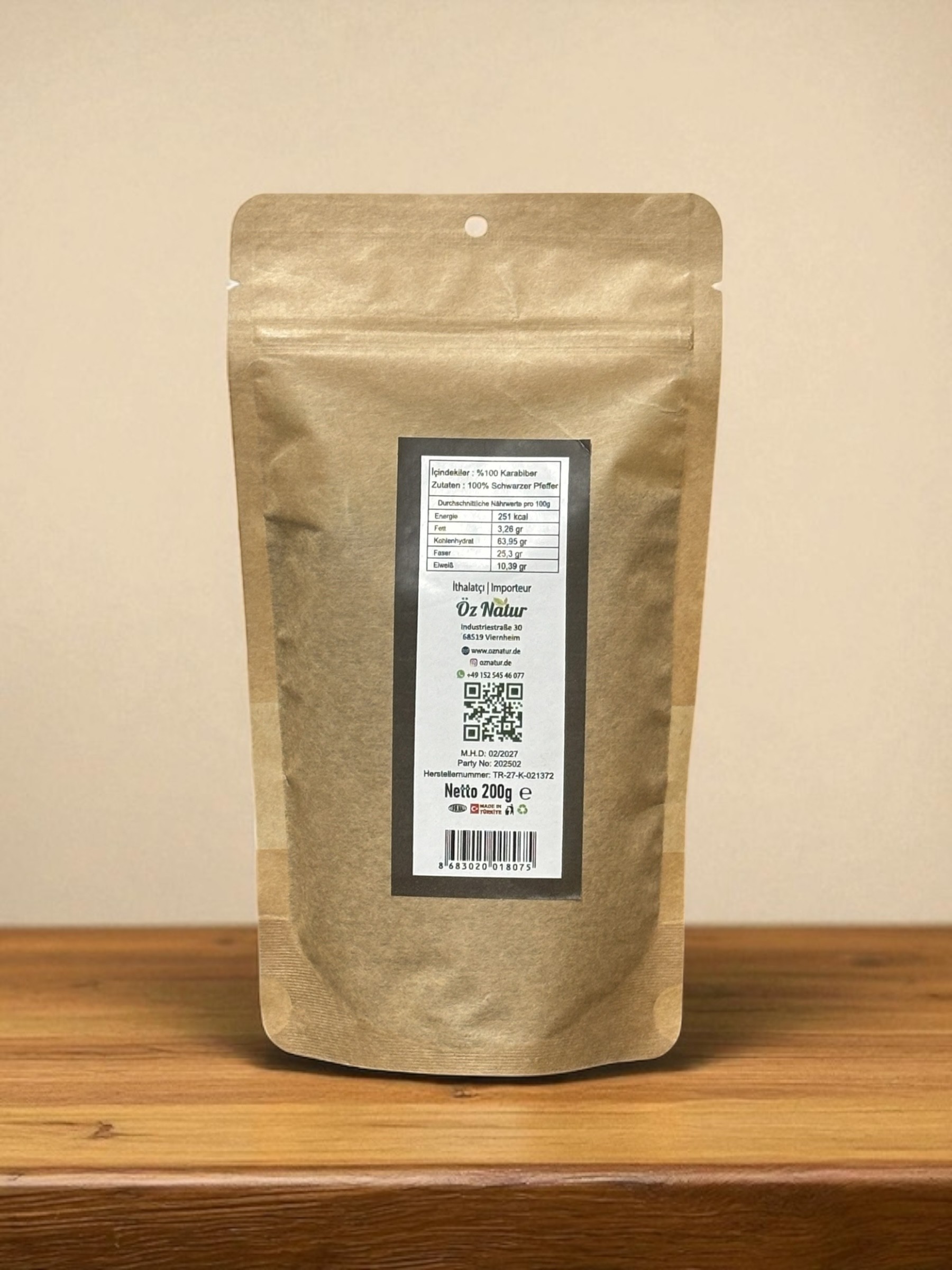 Schwarzer Pfeffer Gemahlen 200g