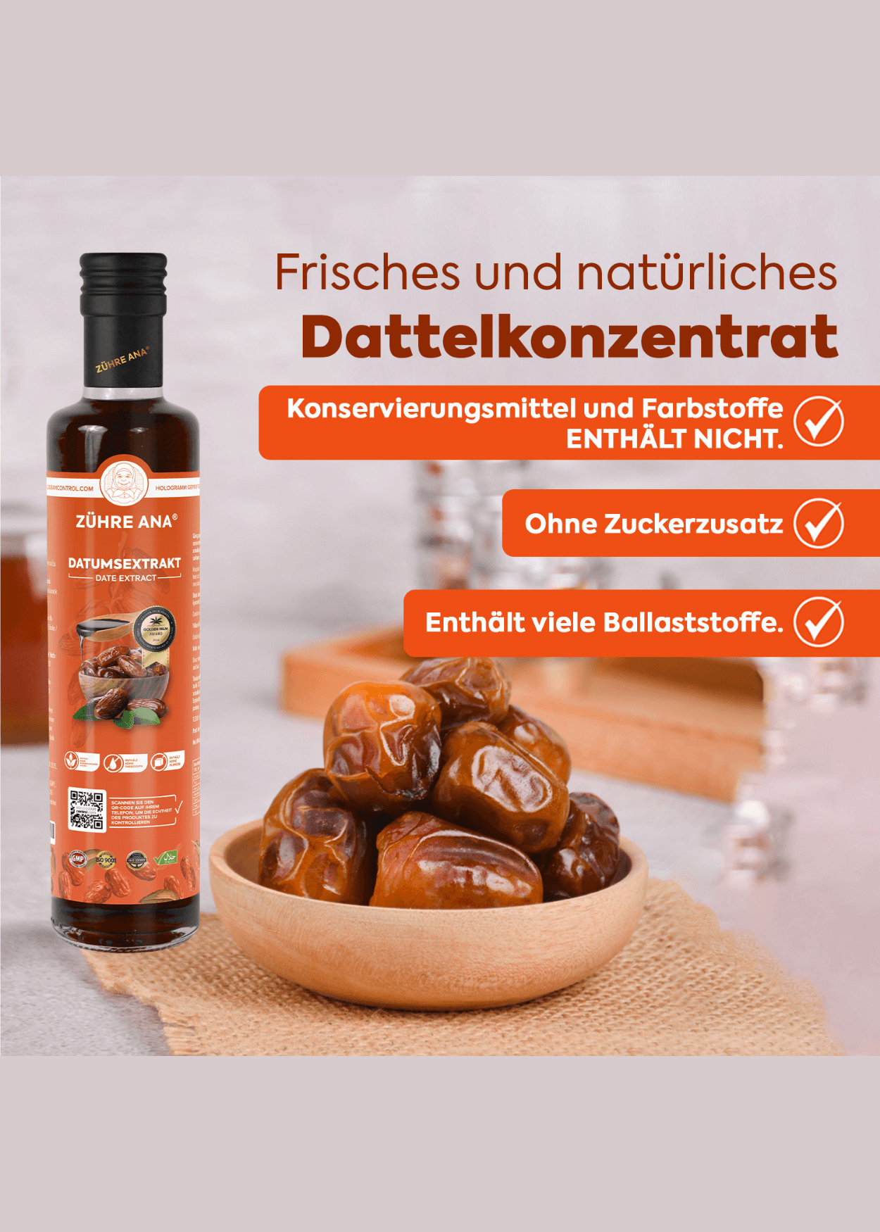 Zühre Ana Dattelextrakt – Natürlicher Genuss in Desserts, Gebäck und Frühstück (Hurma Özü) 350ml