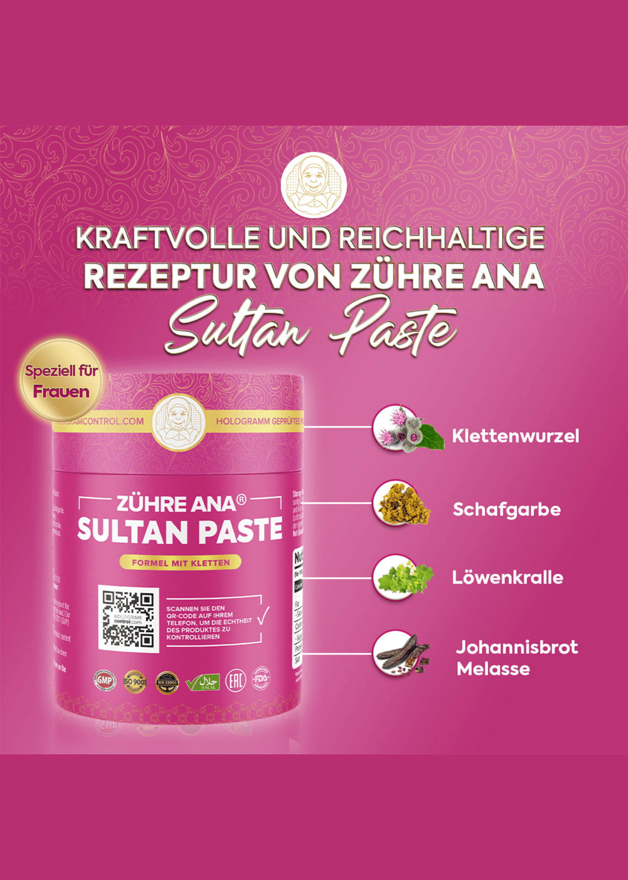 Zühre Ana Sultan Paste mit Klette, Mönchspfeffer und Schafgarbe 240g