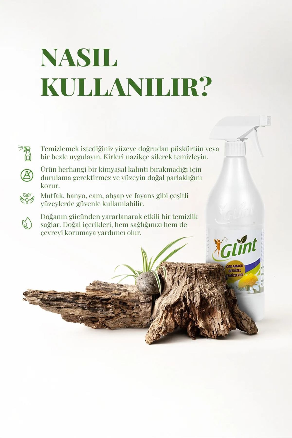 Glint %100 Bitkisel Çok Amaçlı Temizleyici Vegan Leke Çıkarıcı - Yağ Çözücü - 1L