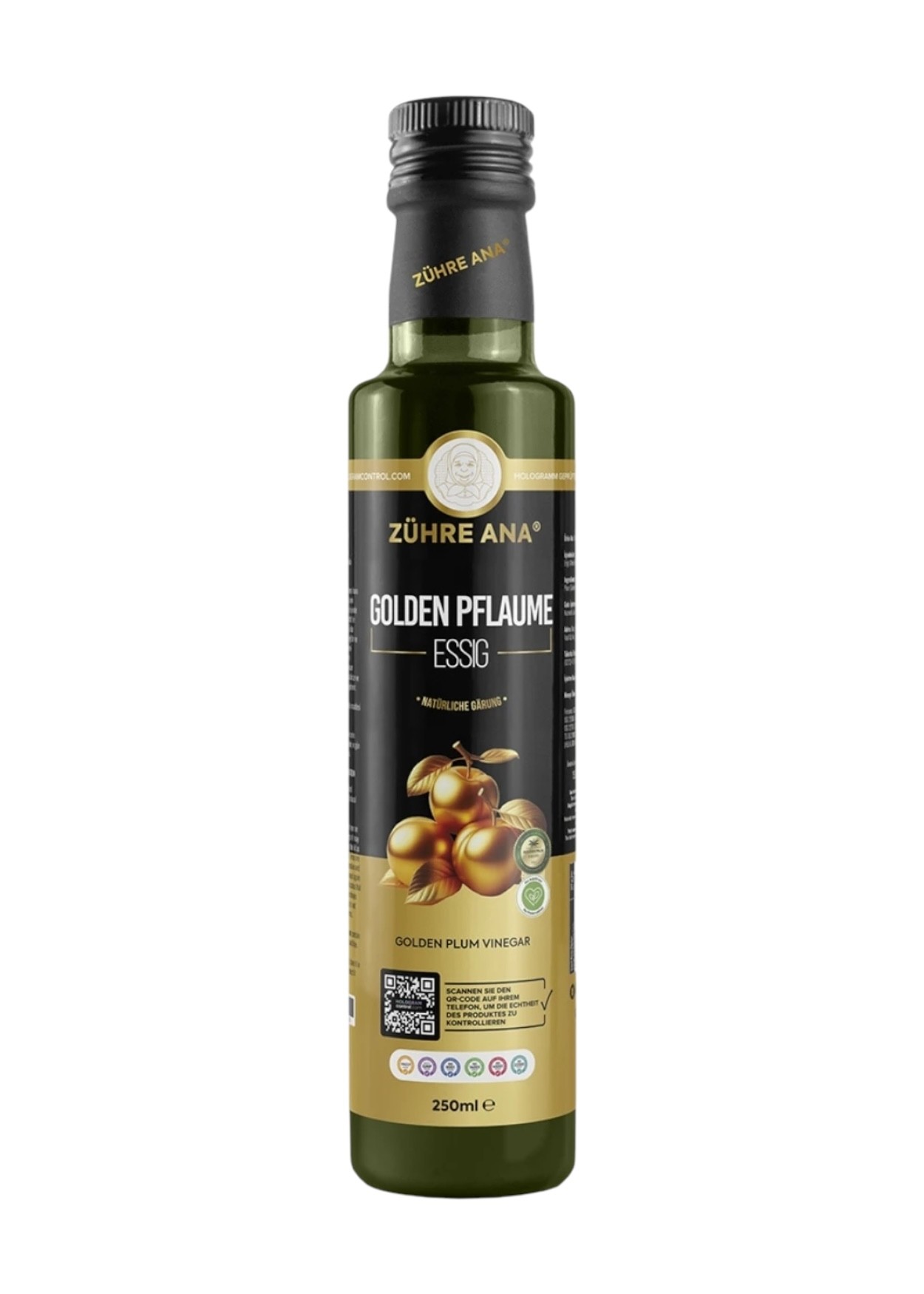 Zühre Ana Goldener Pflaumenessig Natürliche Fermentation (Altın Erik Sirkesi) 250ml