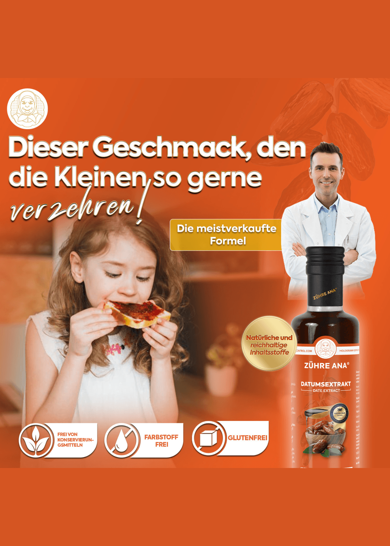 Zühre Ana Dattelextrakt – Natürlicher Genuss in Desserts, Gebäck und Frühstück (Hurma Özü) 350ml