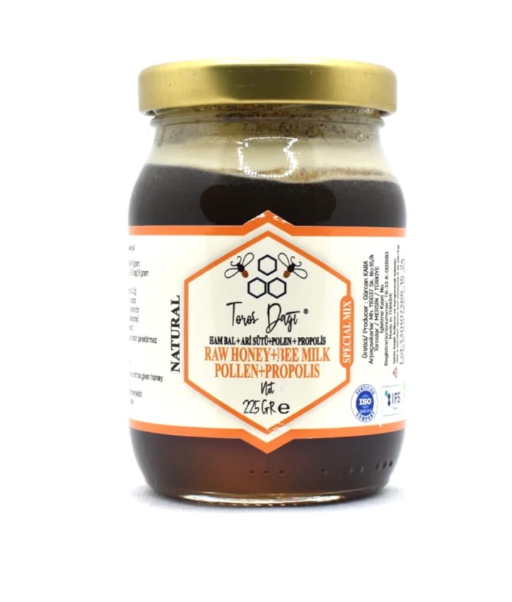 Propolis - pollen - bee milk - raw honey mixture