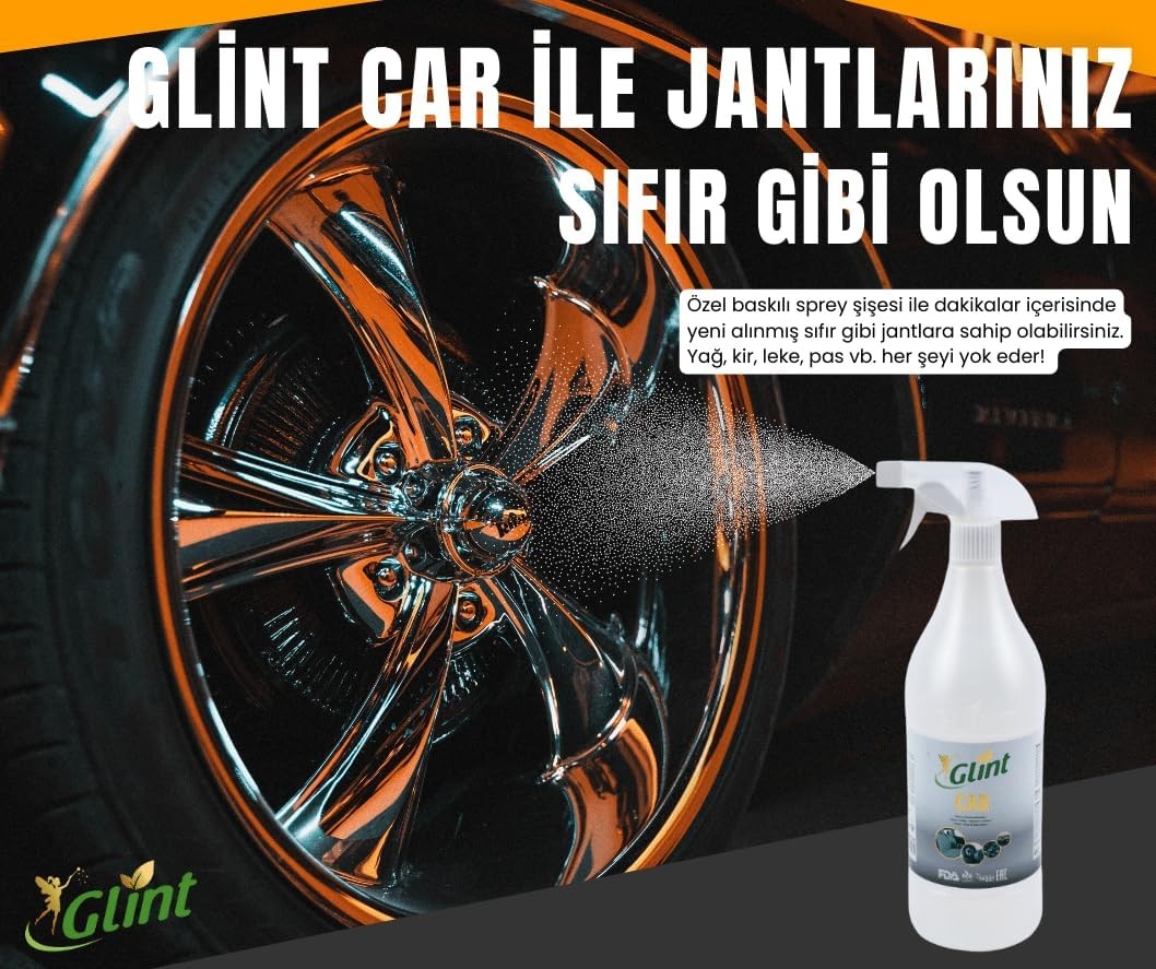 Glint %100 Bitkisel Çok Amaçlı Oto Temizleyici Araç Far Koltuk Paspas Temizleme Jant Parlatıcı 1L
