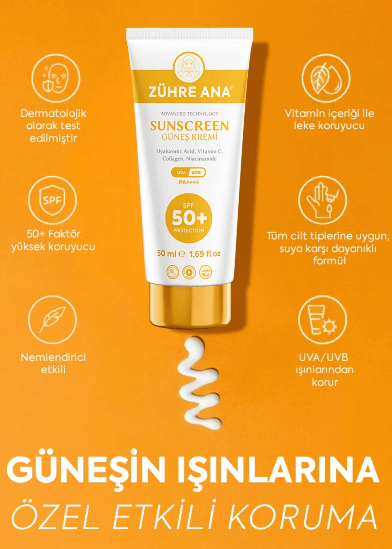 Zühre Ana Sonnenschutzmittel Spf 50+ UVA/UVB (SPF 50+ Güneş Kremi) 50ml