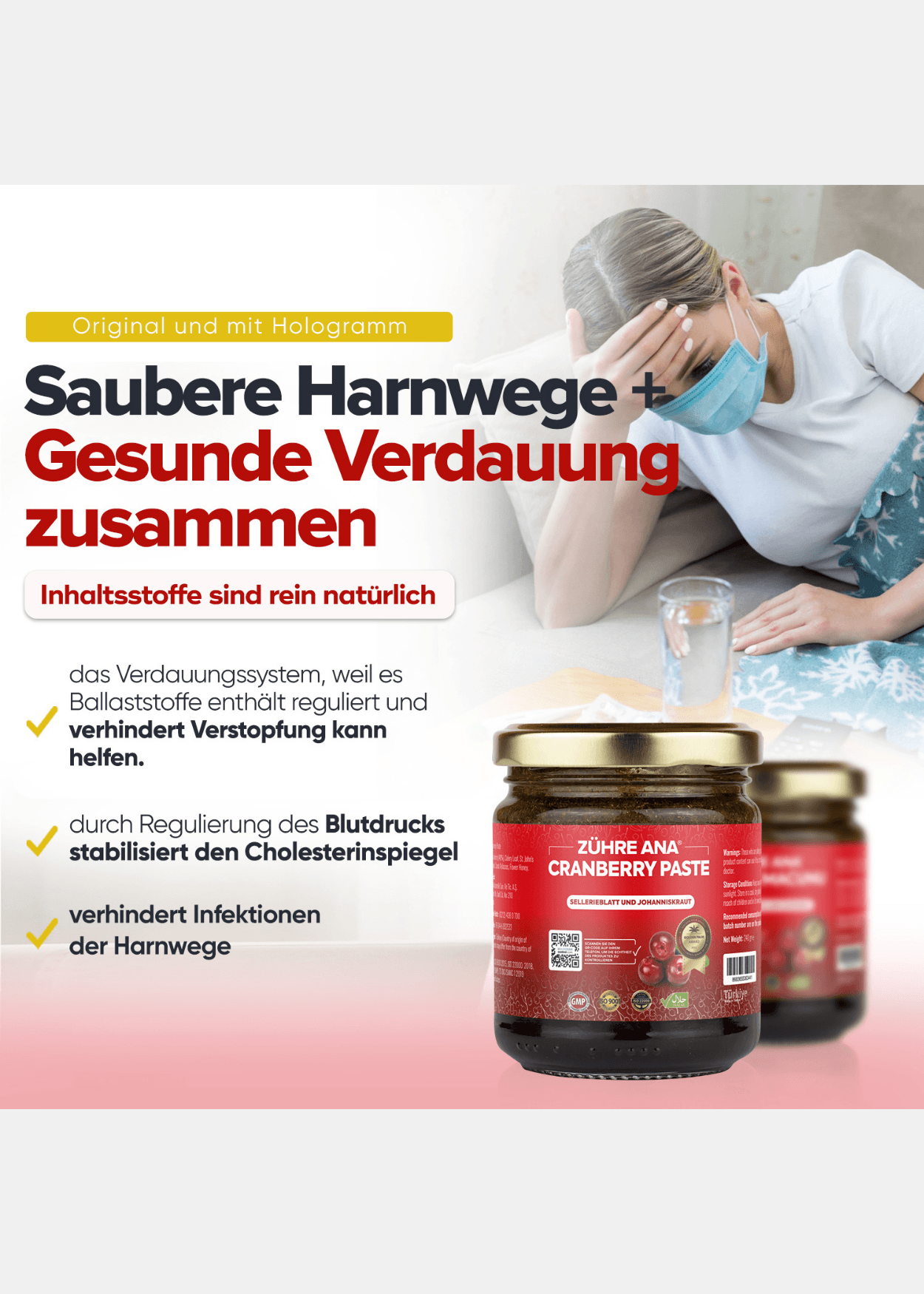 Zühre Ana Cranberry Paste – Gesundheit der Knochen, Harnwege und des Immunsystem 240g