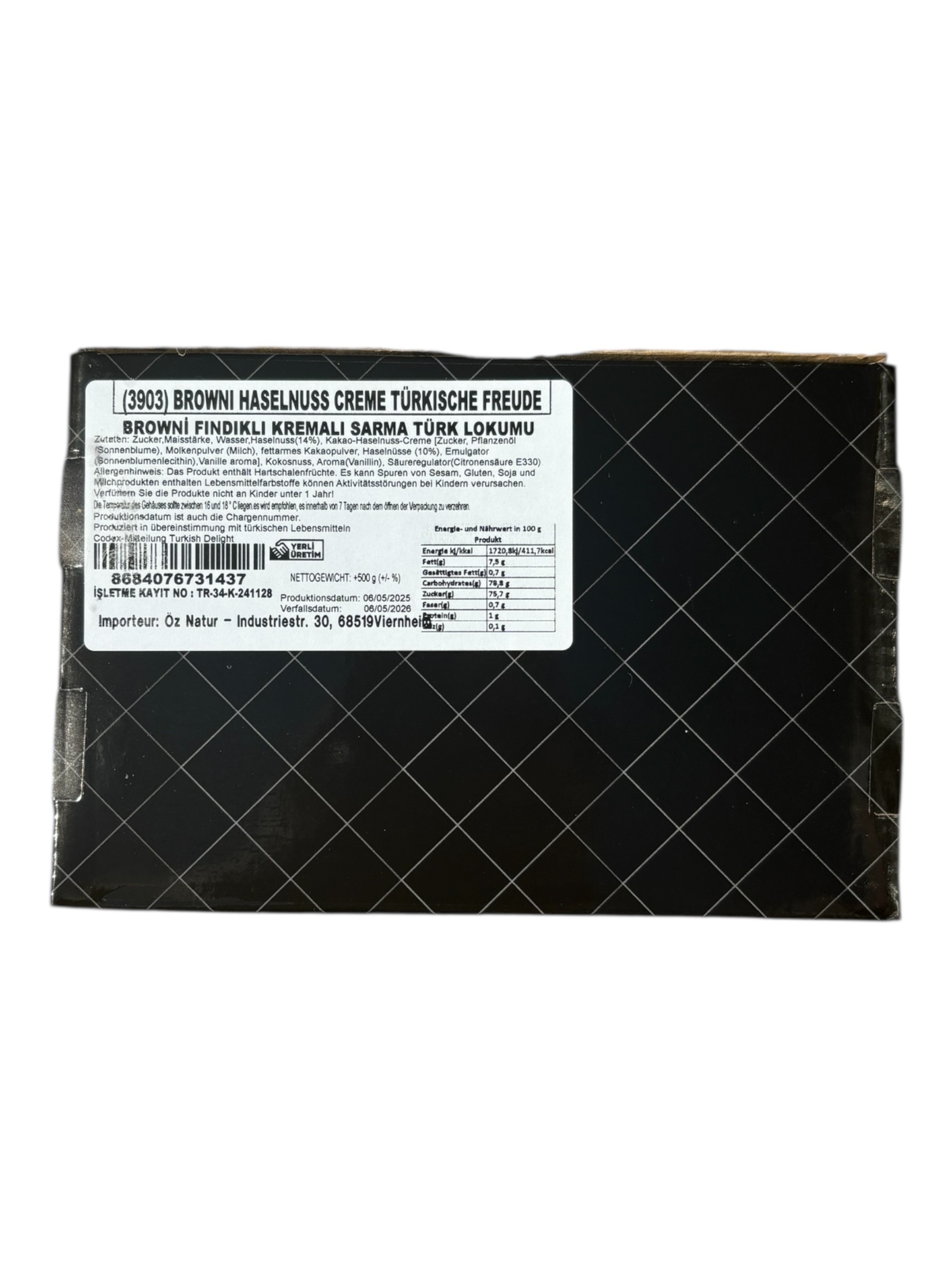Turkish Delight Lokum mit Browni & Haselnuss 500g