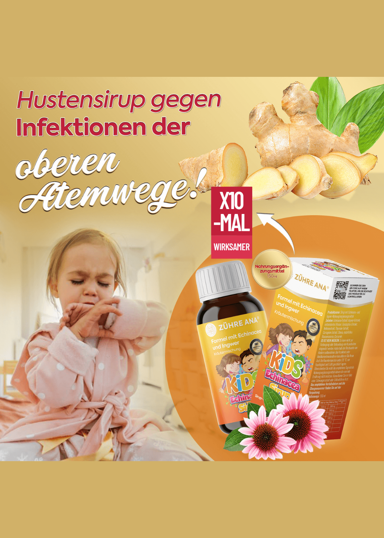 Zühre Ana Echinacea Sirup – Nahrungsergänzungsmittel auf Basis von Echinacea 150ml