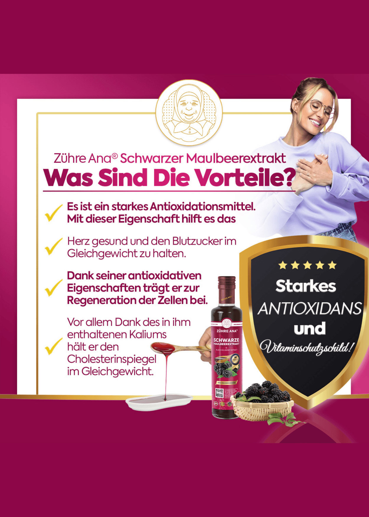 Zühre Ana Schwarzer Maulbeerextrakt 670g – Natürliches Antioxidans, Starkes Immunsystem