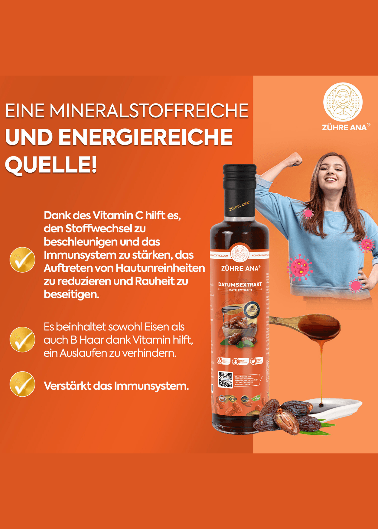 Zühre Ana Dattelextrakt – Natürlicher Genuss in Desserts, Gebäck und Frühstück (Hurma Özü) 350ml