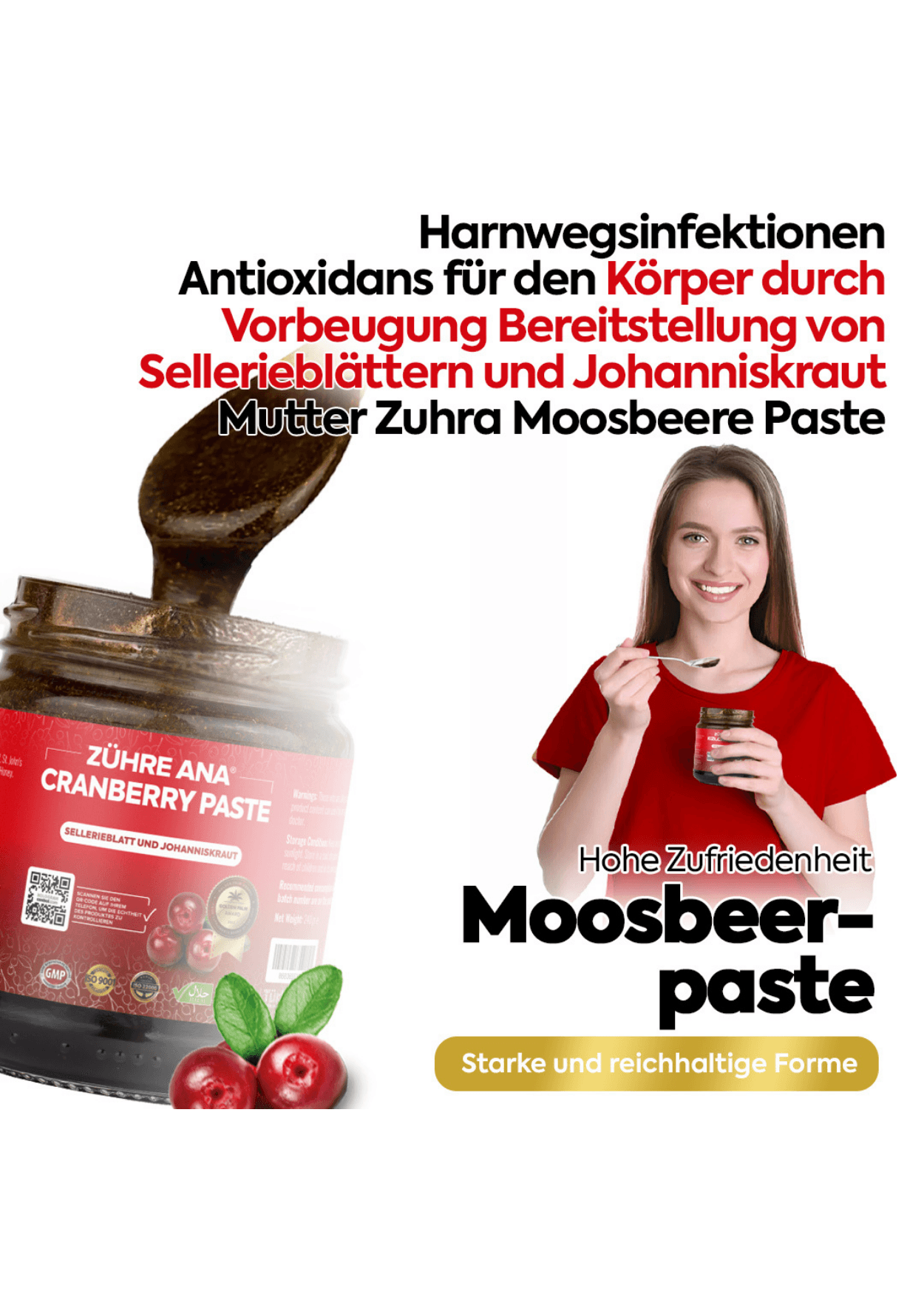 Zühre Ana Cranberry Paste – Gesundheit der Knochen, Harnwege und des Immunsystem 240g