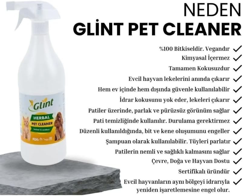 Glint %100 Bitkisel Kedi Köpek Mama Kabı Temizleyici 1L