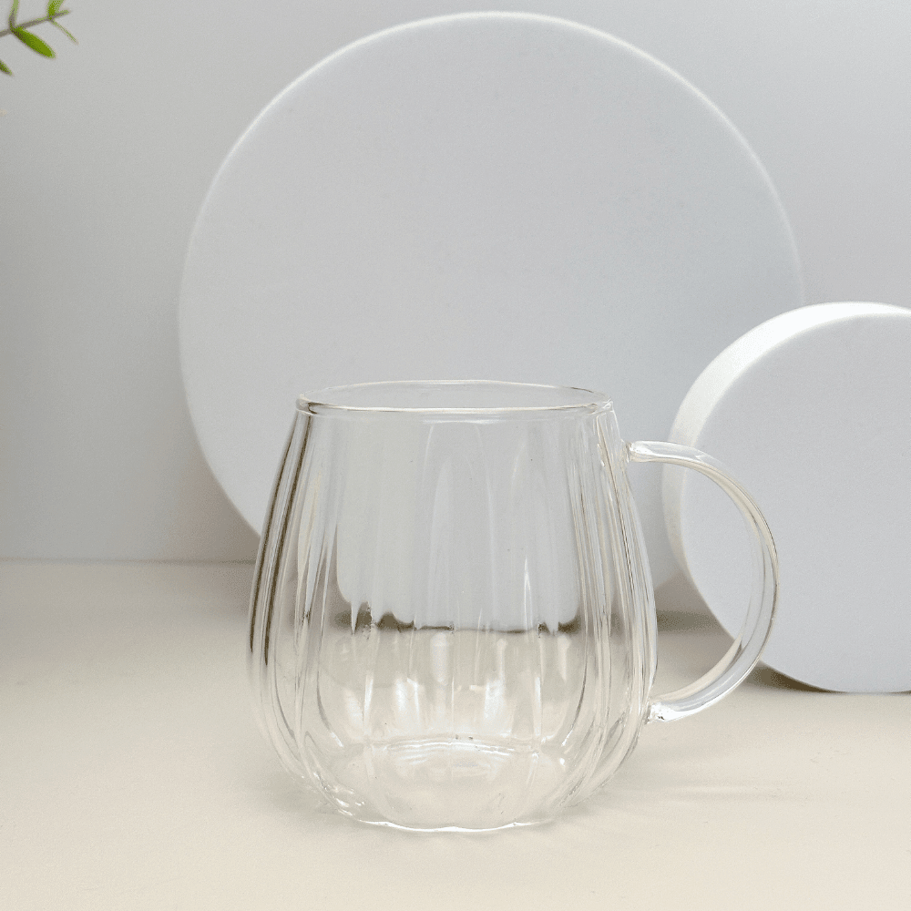 Wellenförmiges Borosilikatglas Tassen Set I 350 ml 