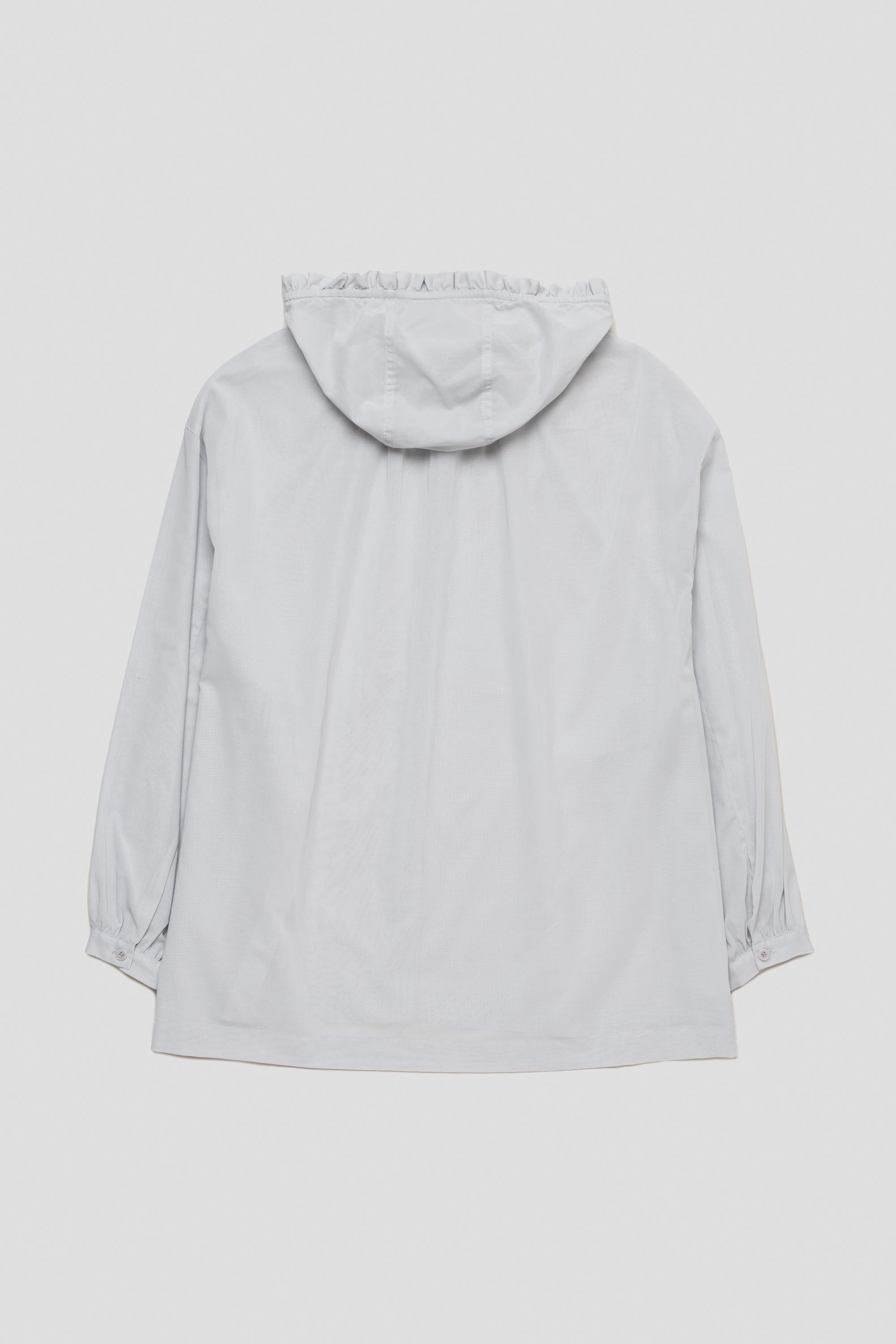 Frill Hooded Shirt Light Blue