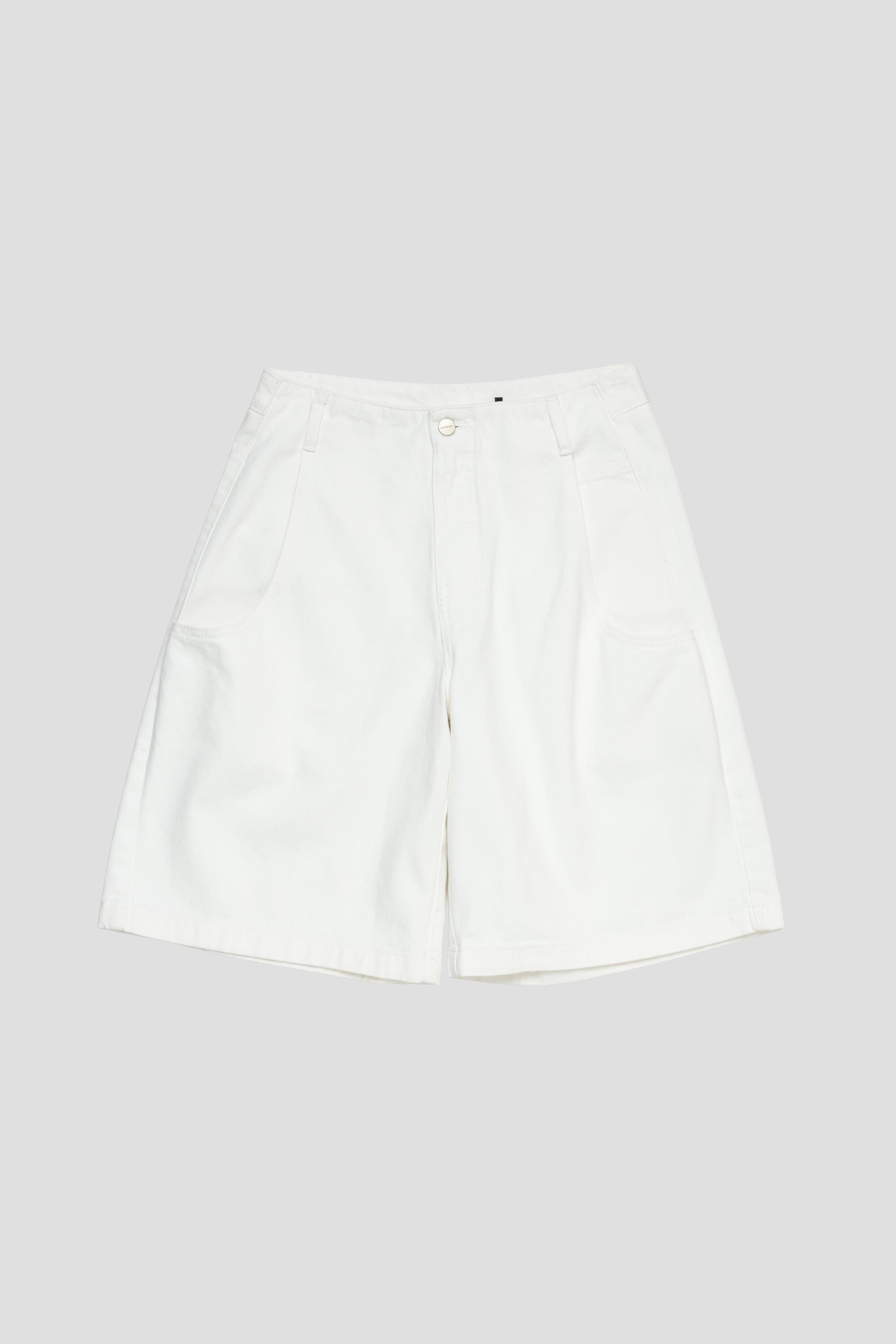 Mens Cut-Out Pocket Denim Shorts White