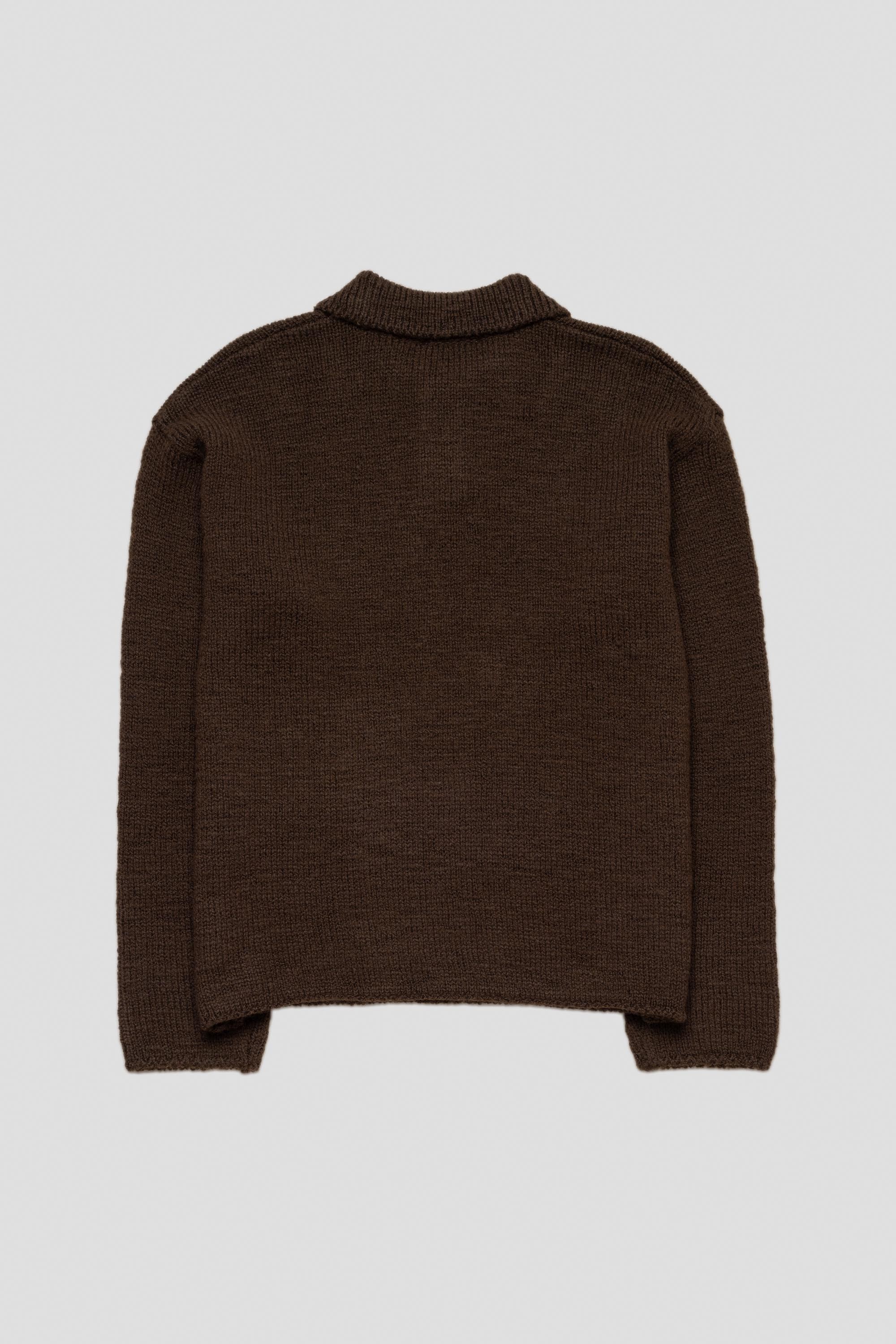 One Button Collar Knit Brown