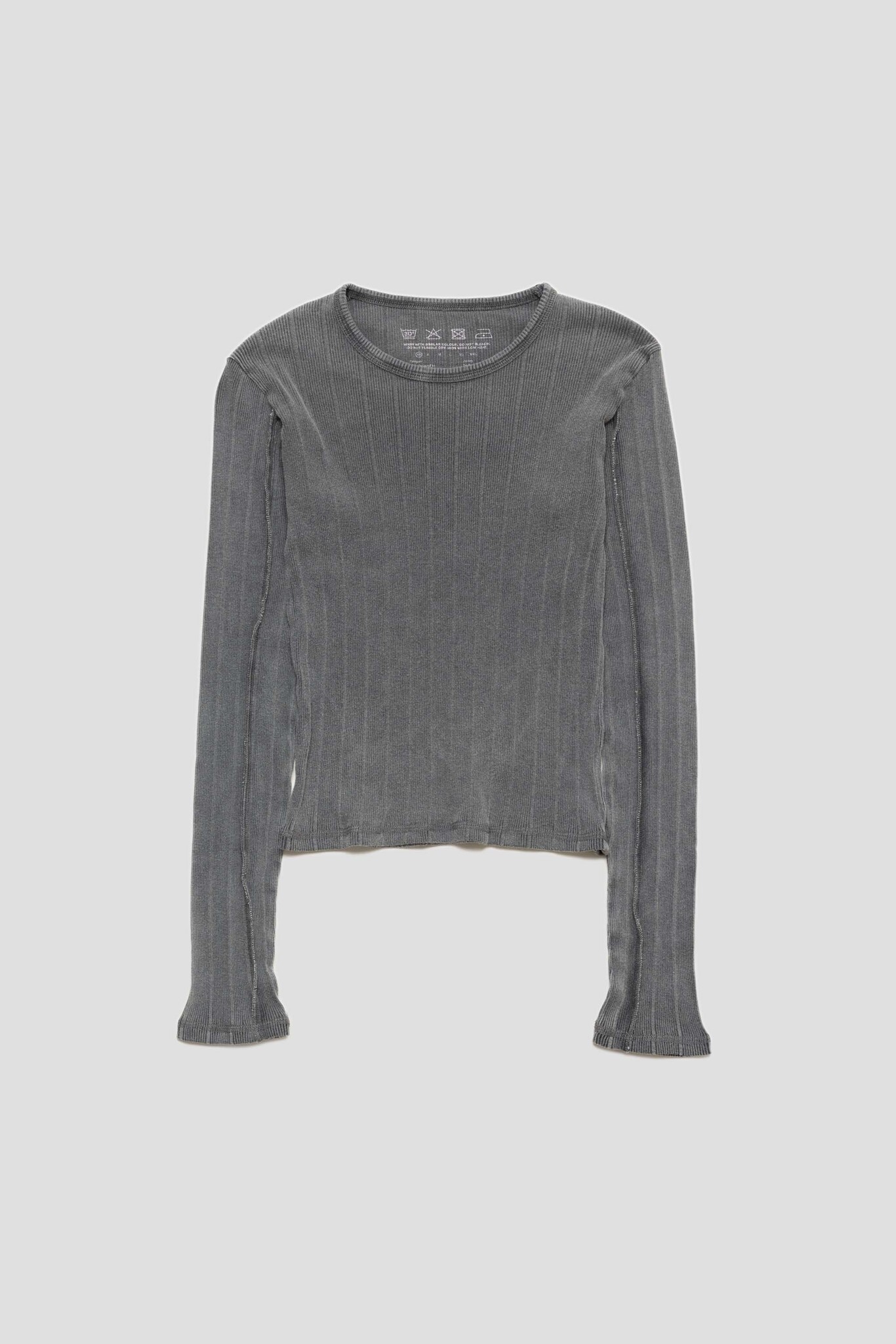 Women's LS Rib Tee Washed Graphite