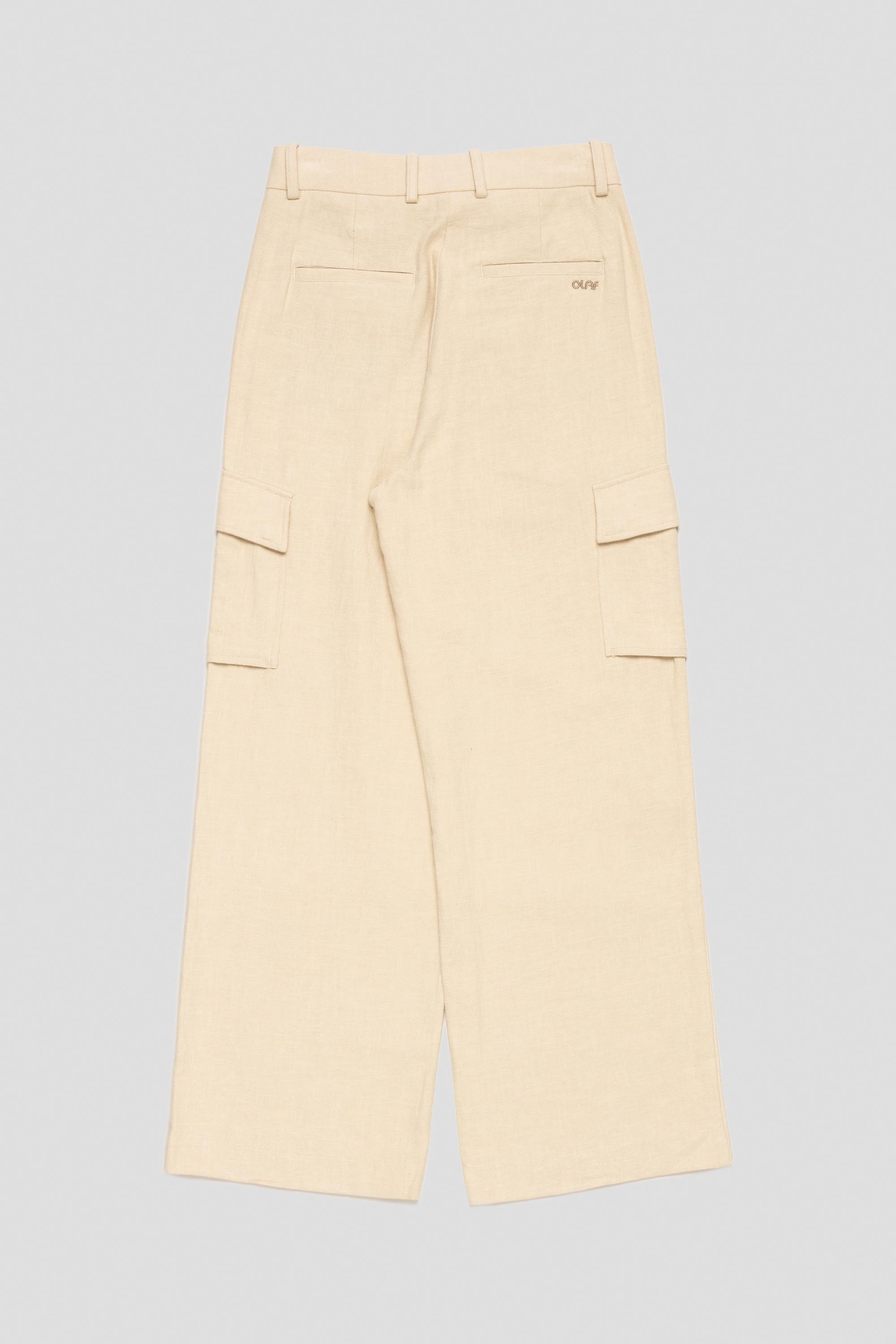 Women's Linen Cargo Pants Oatmeal