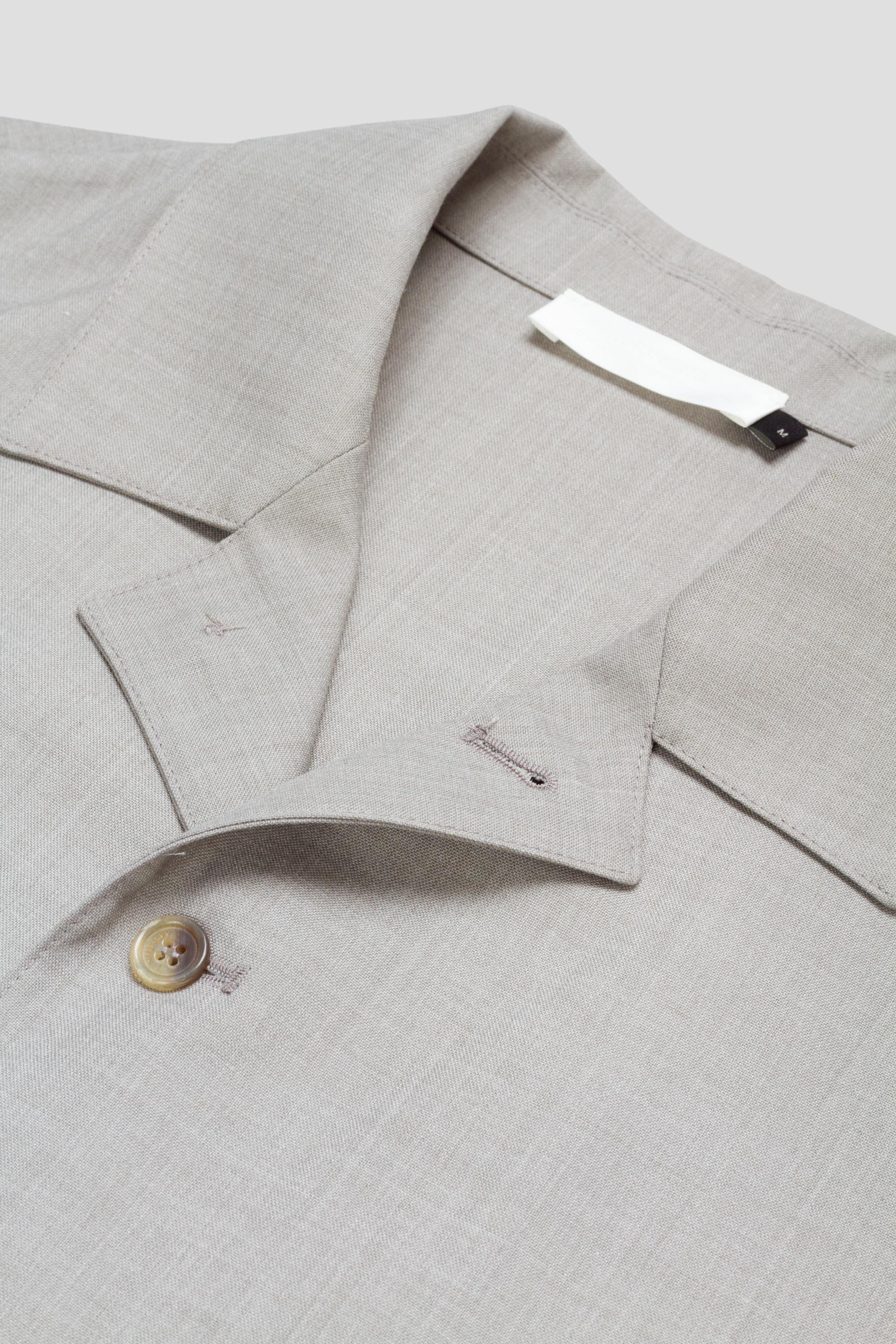 Wool Button Up Shirt Jacket Beige