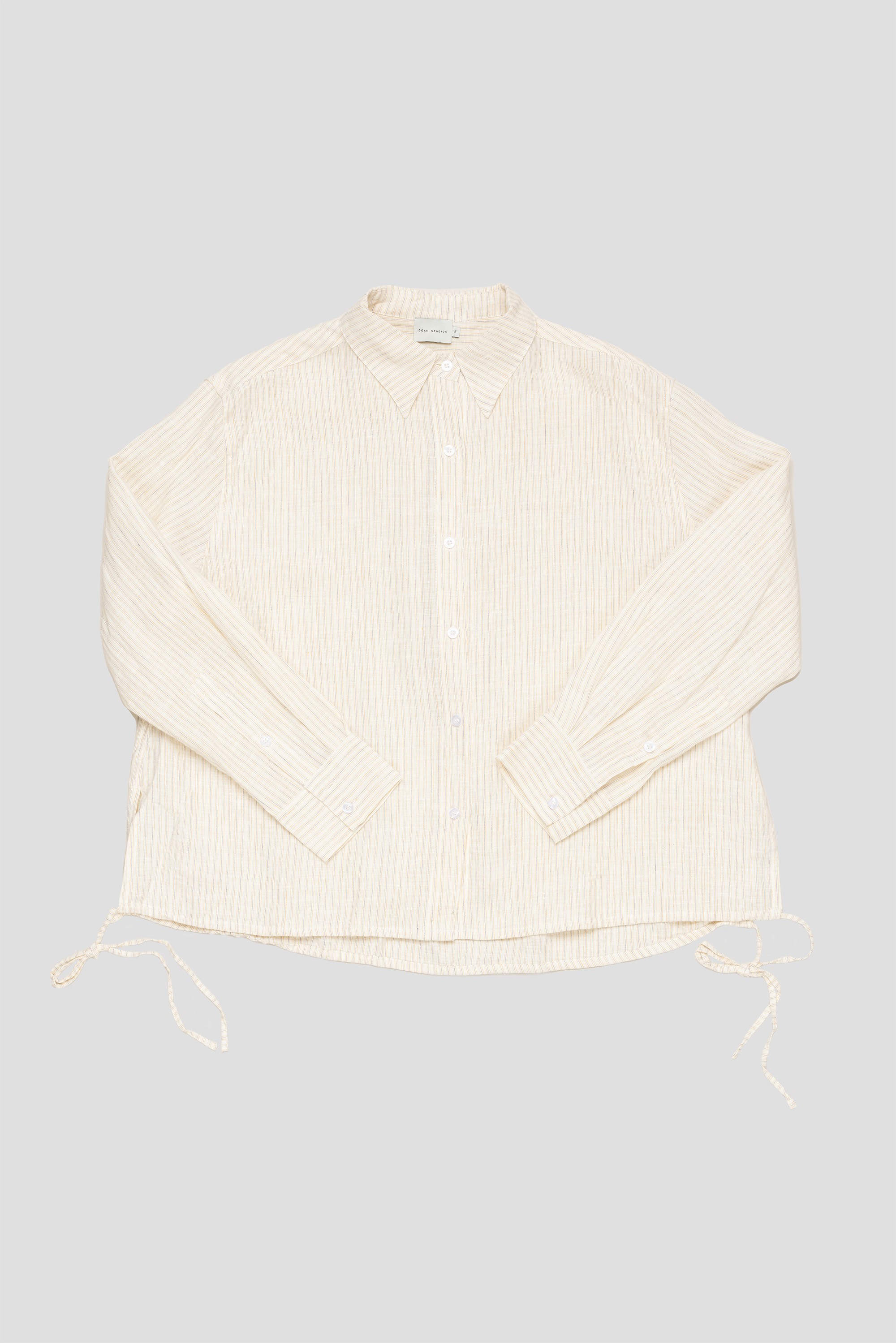 Tie Split Shirt Linen Story Stripe