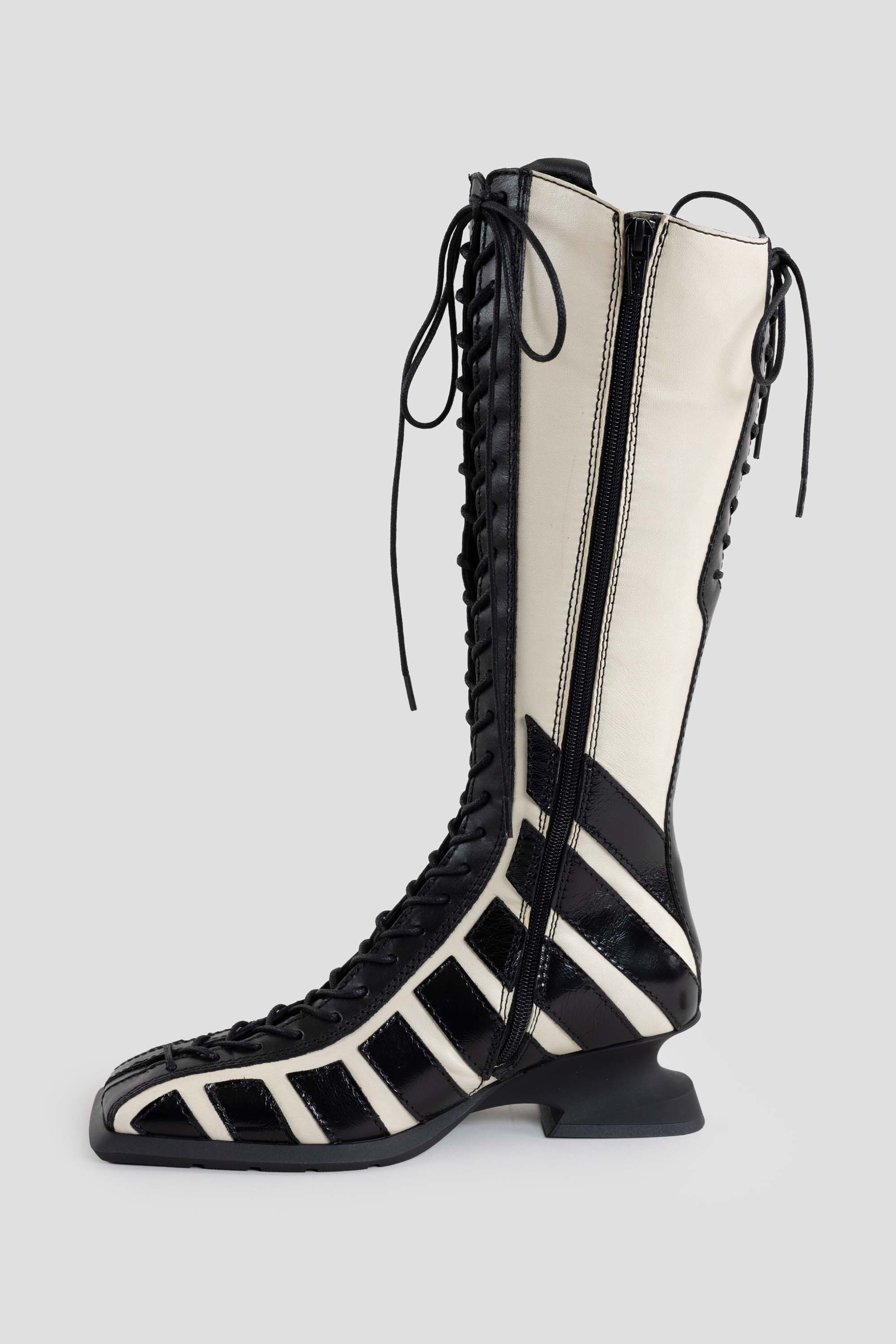 Nelly Wedge Tall Boots Cream/Black