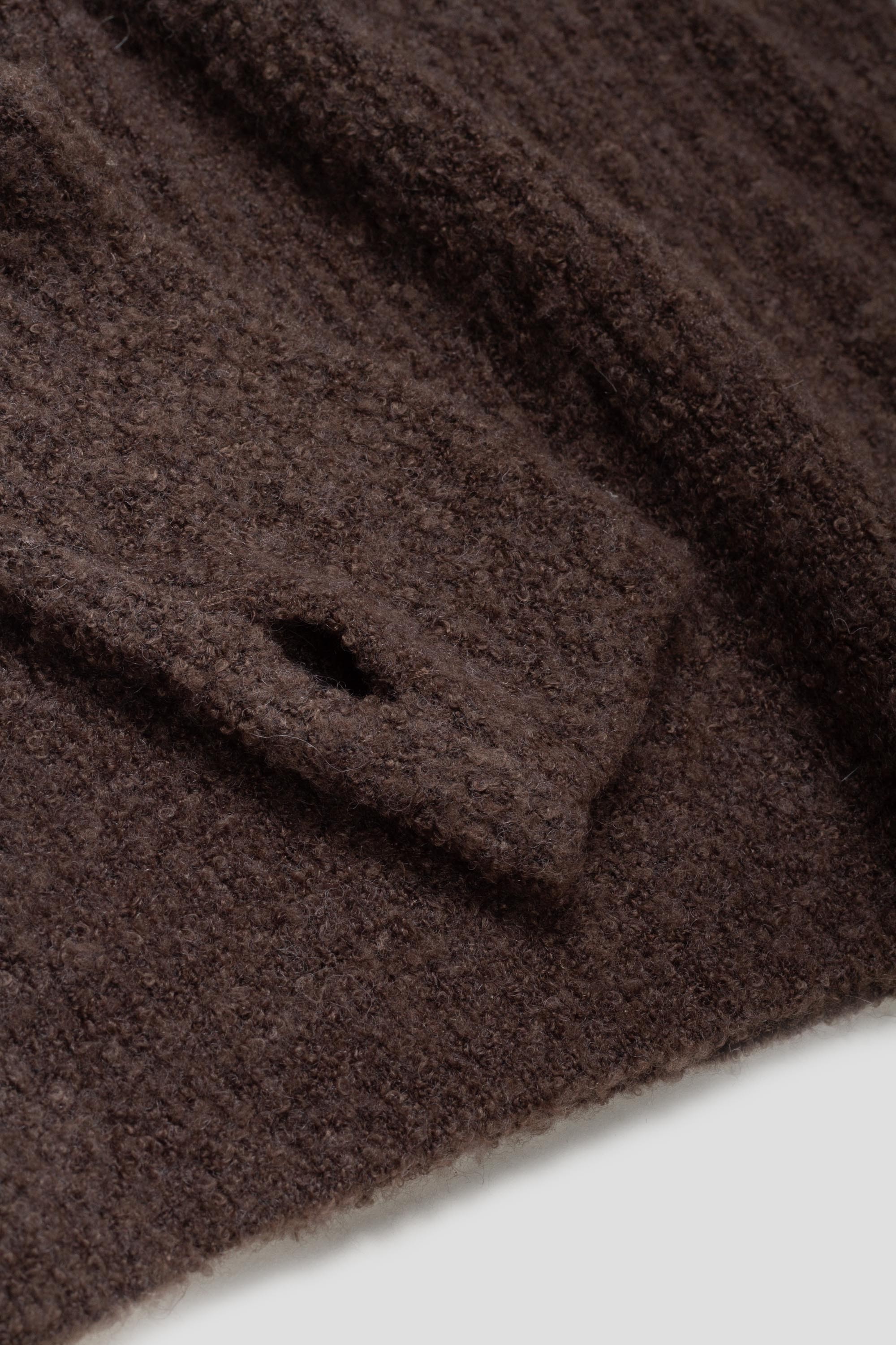 Boucle Hooded Knit Dark Brown