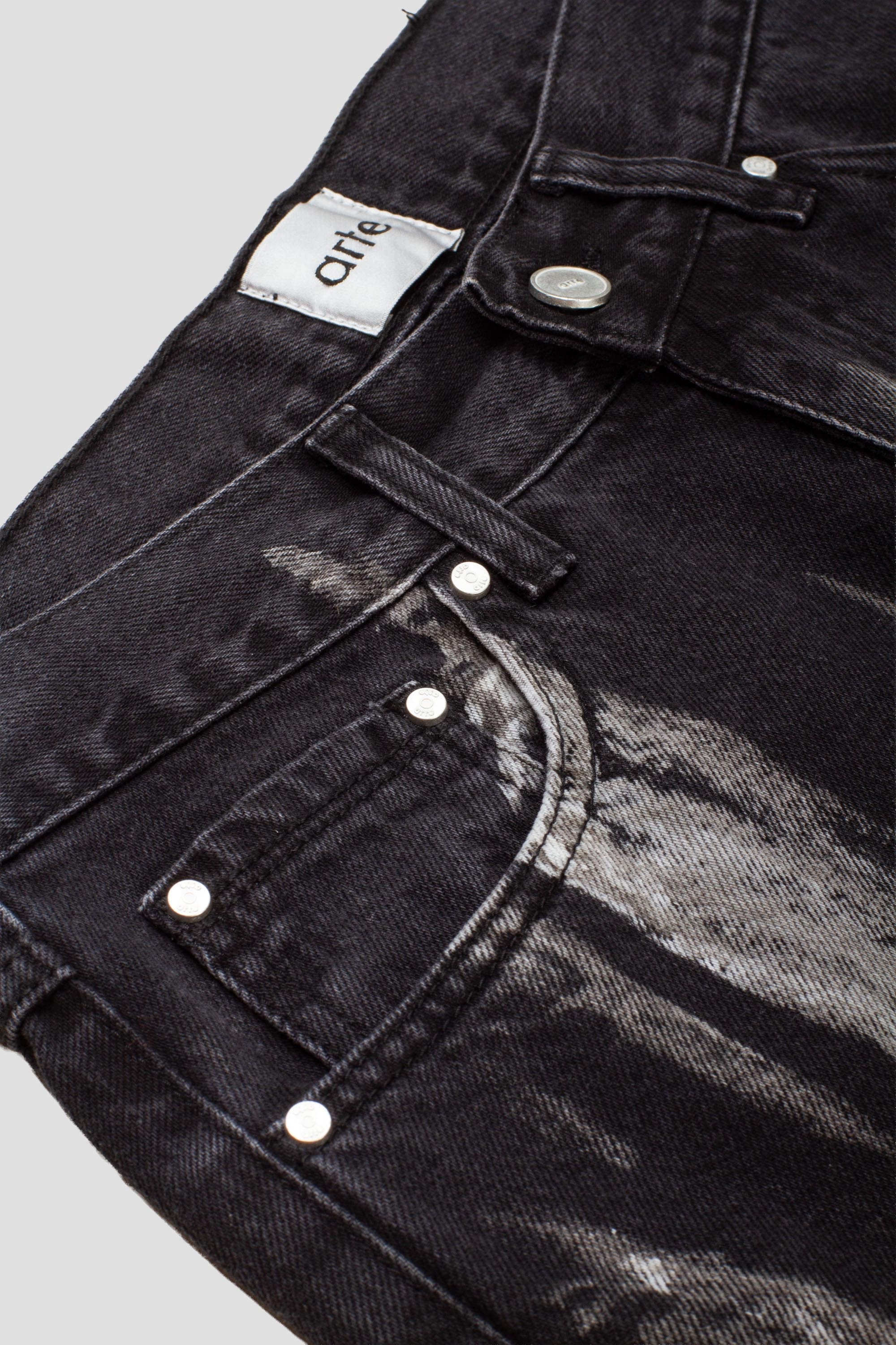 Washed Jeans Pants Black Denim