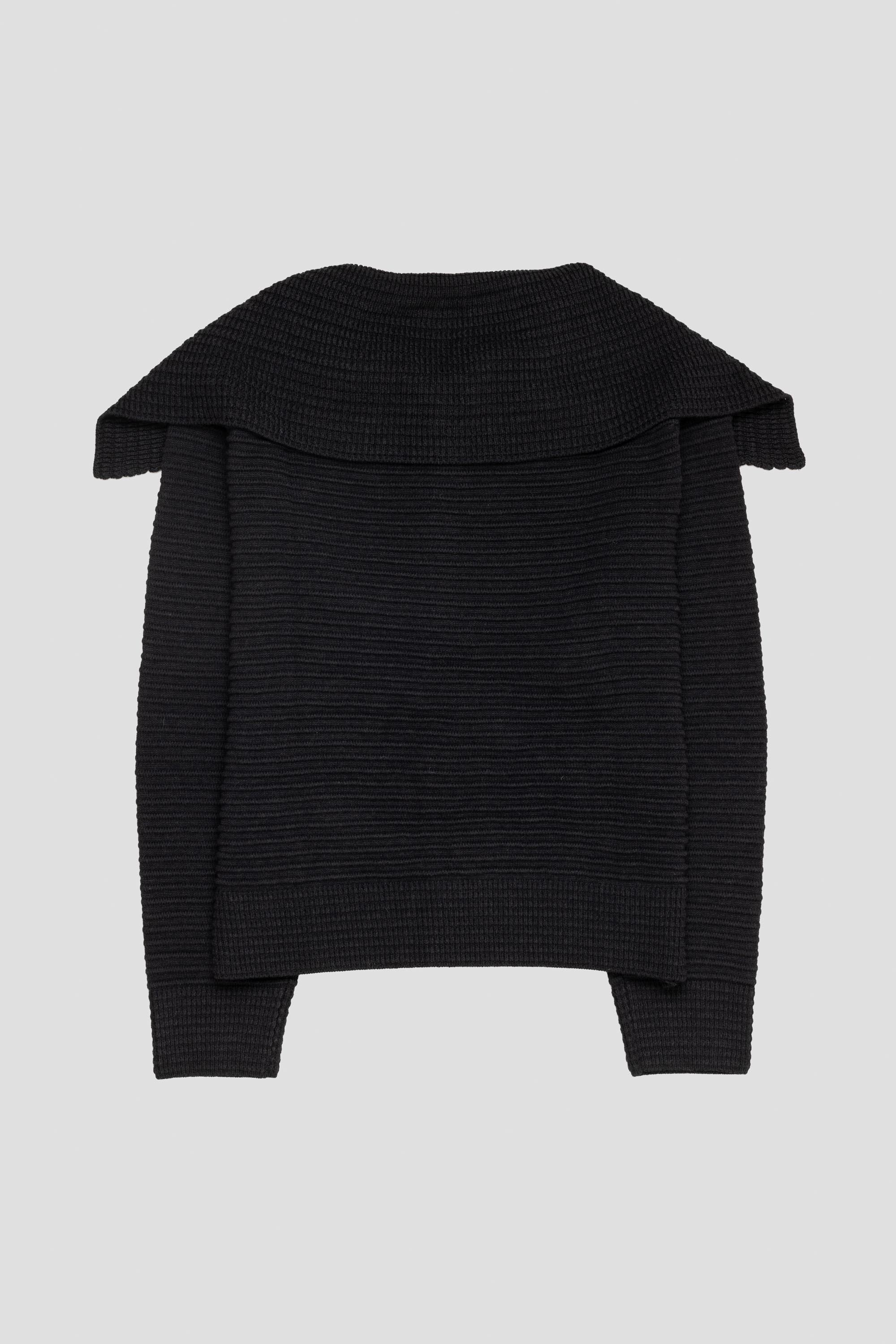 Pleated Knit Cardigan Black