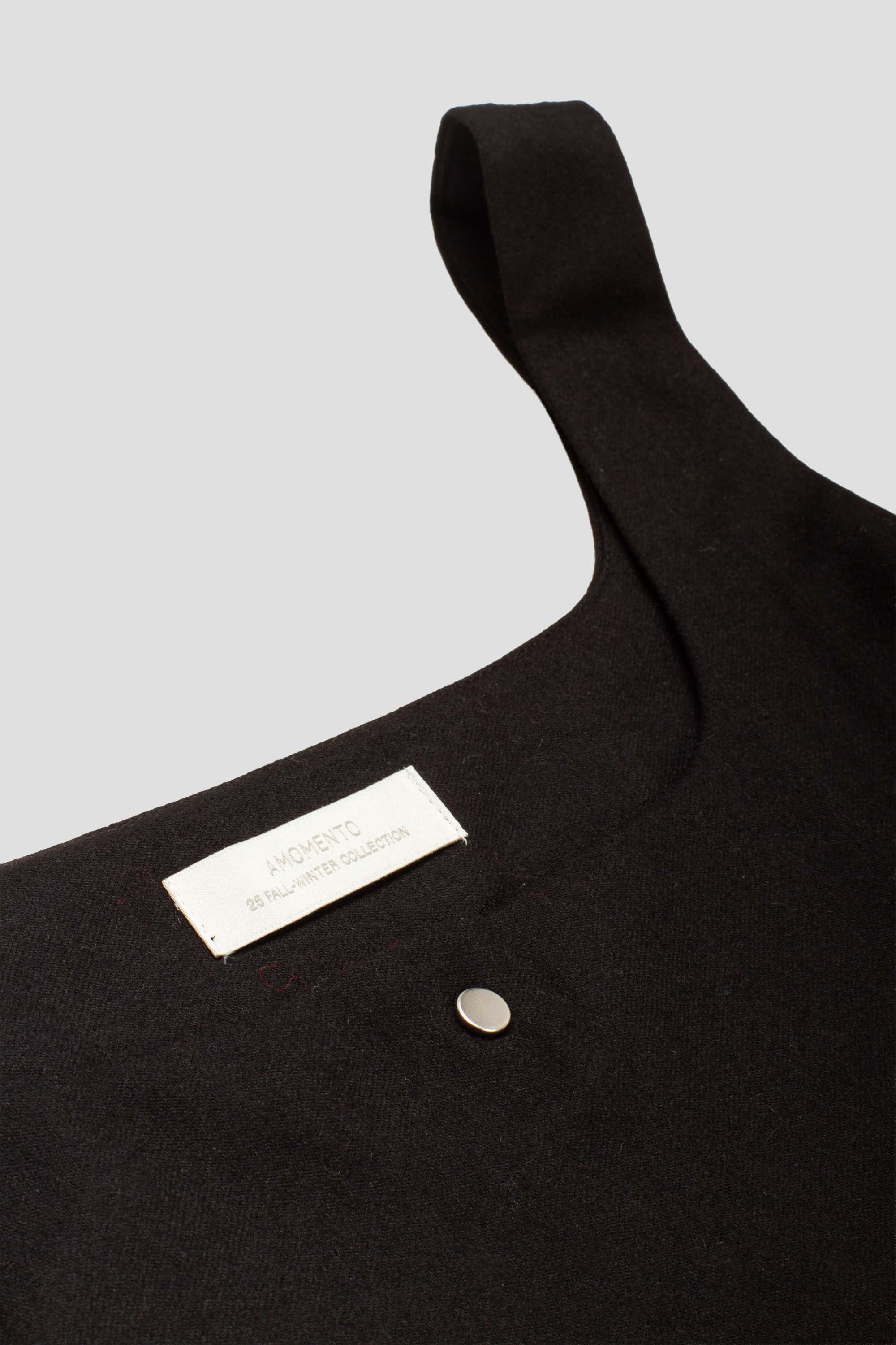 Wool Snap Button Down Vest Black