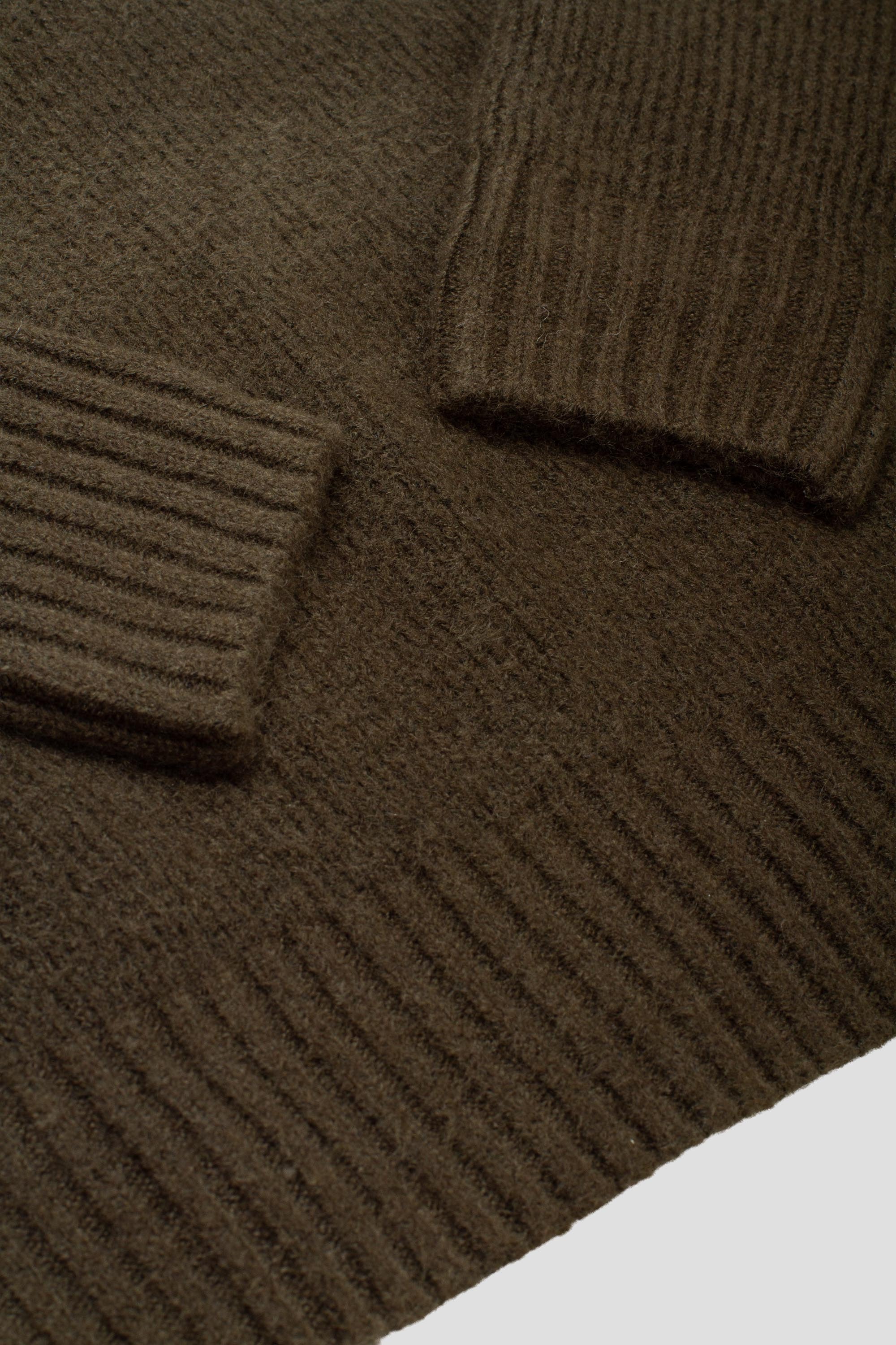 Signature Knitted Zip Mock Olive Night
