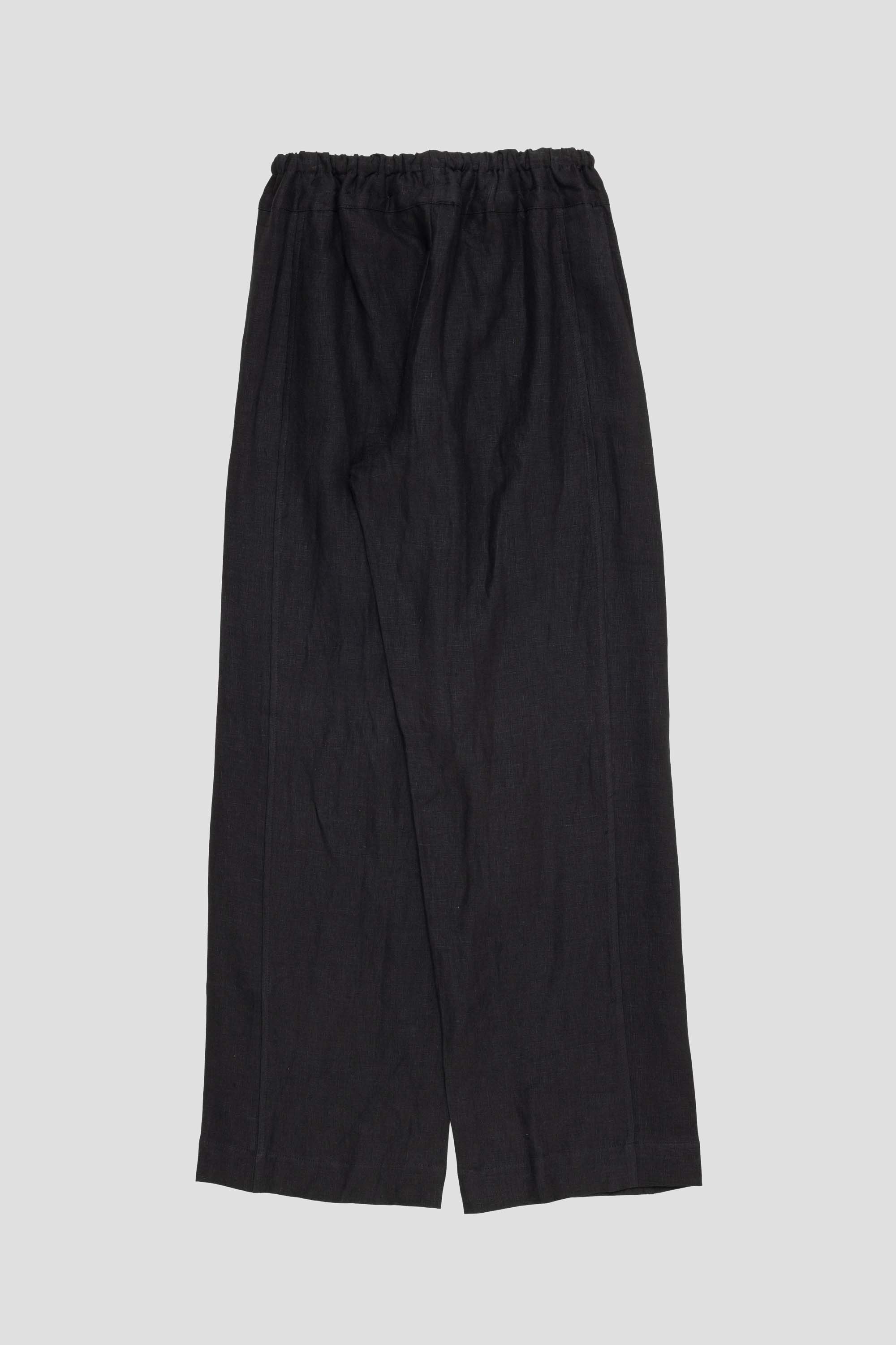 Double Waist Linen Pant Black
