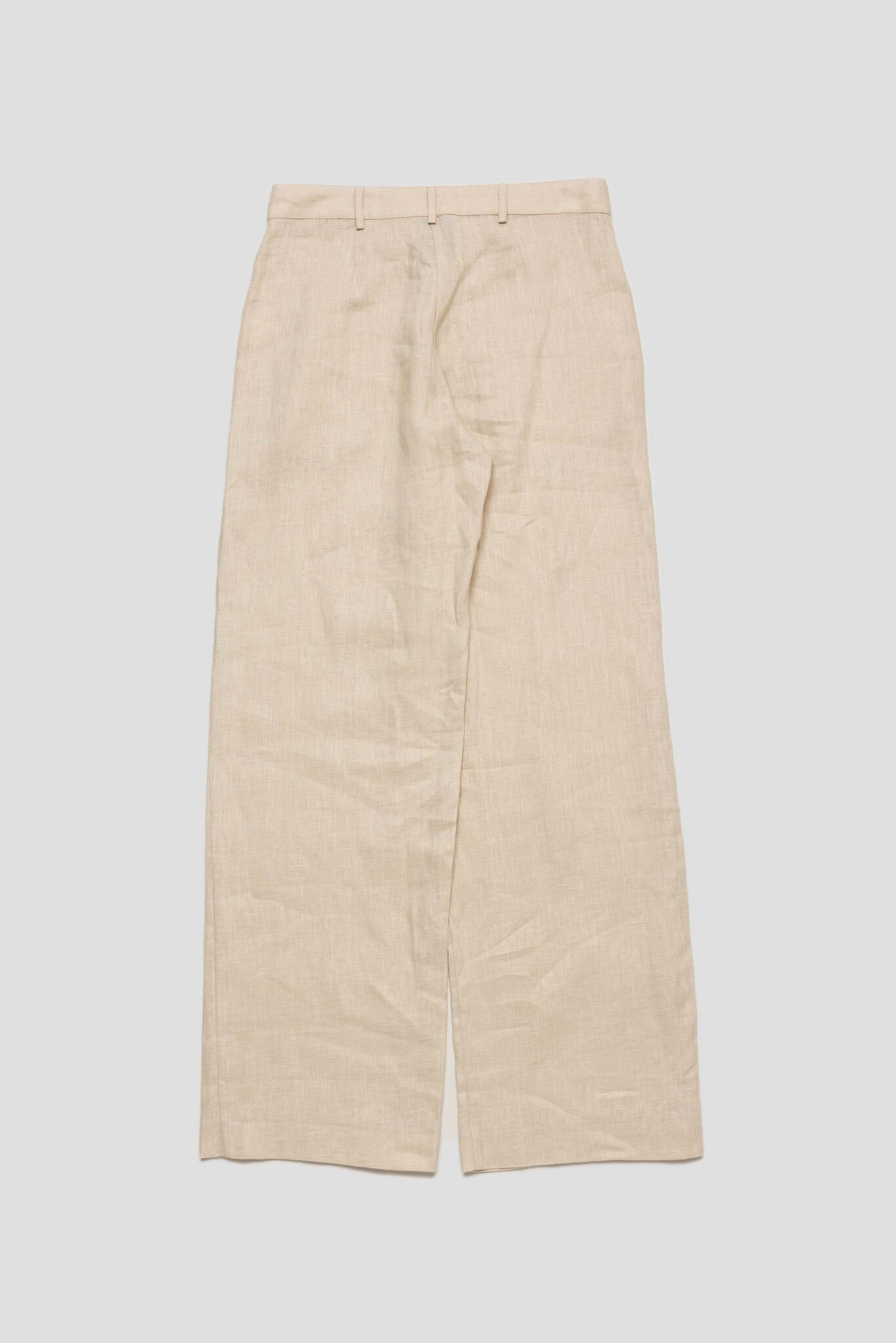 Straight Linen Trousers Beige