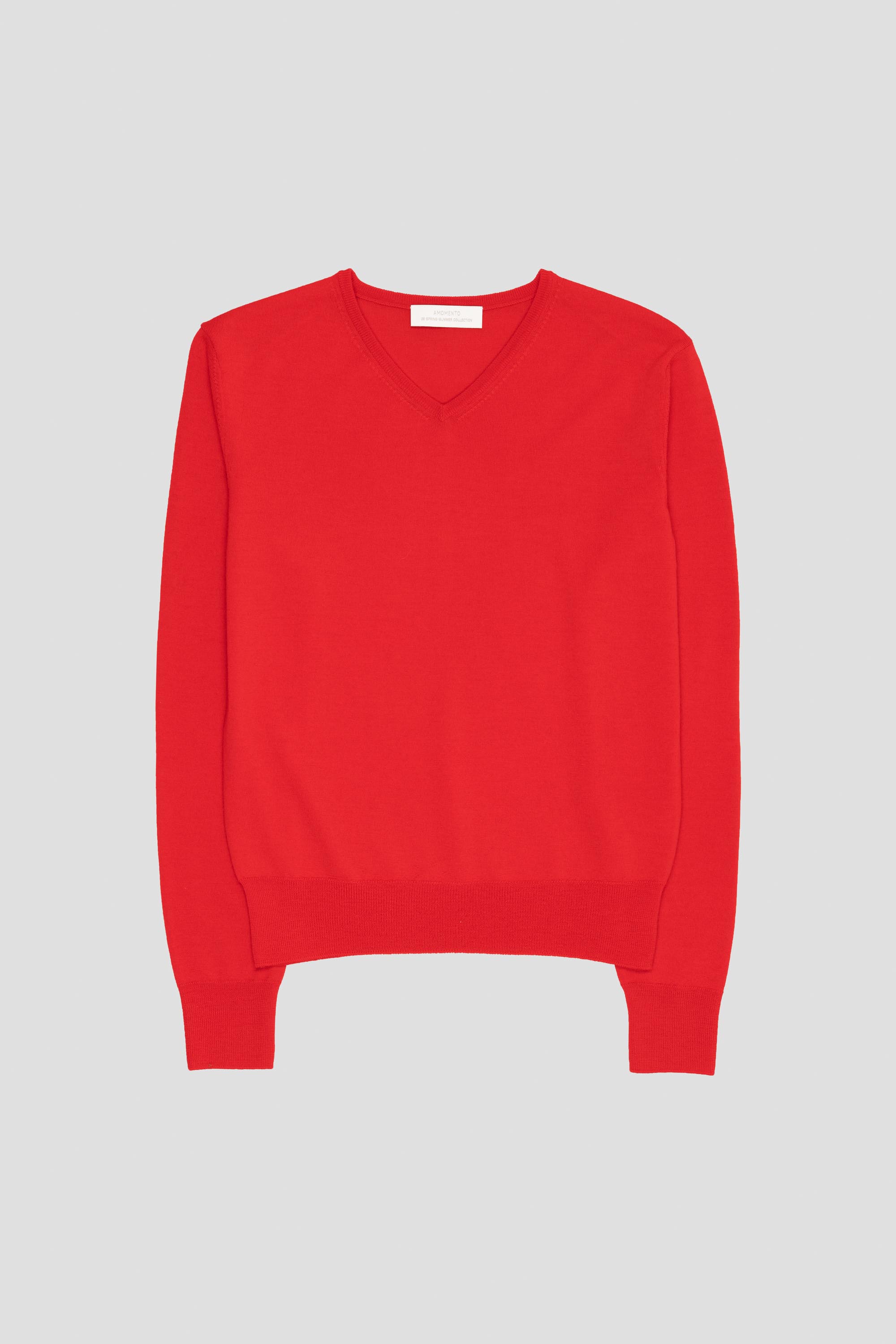 Wool V-Neck Knit Red