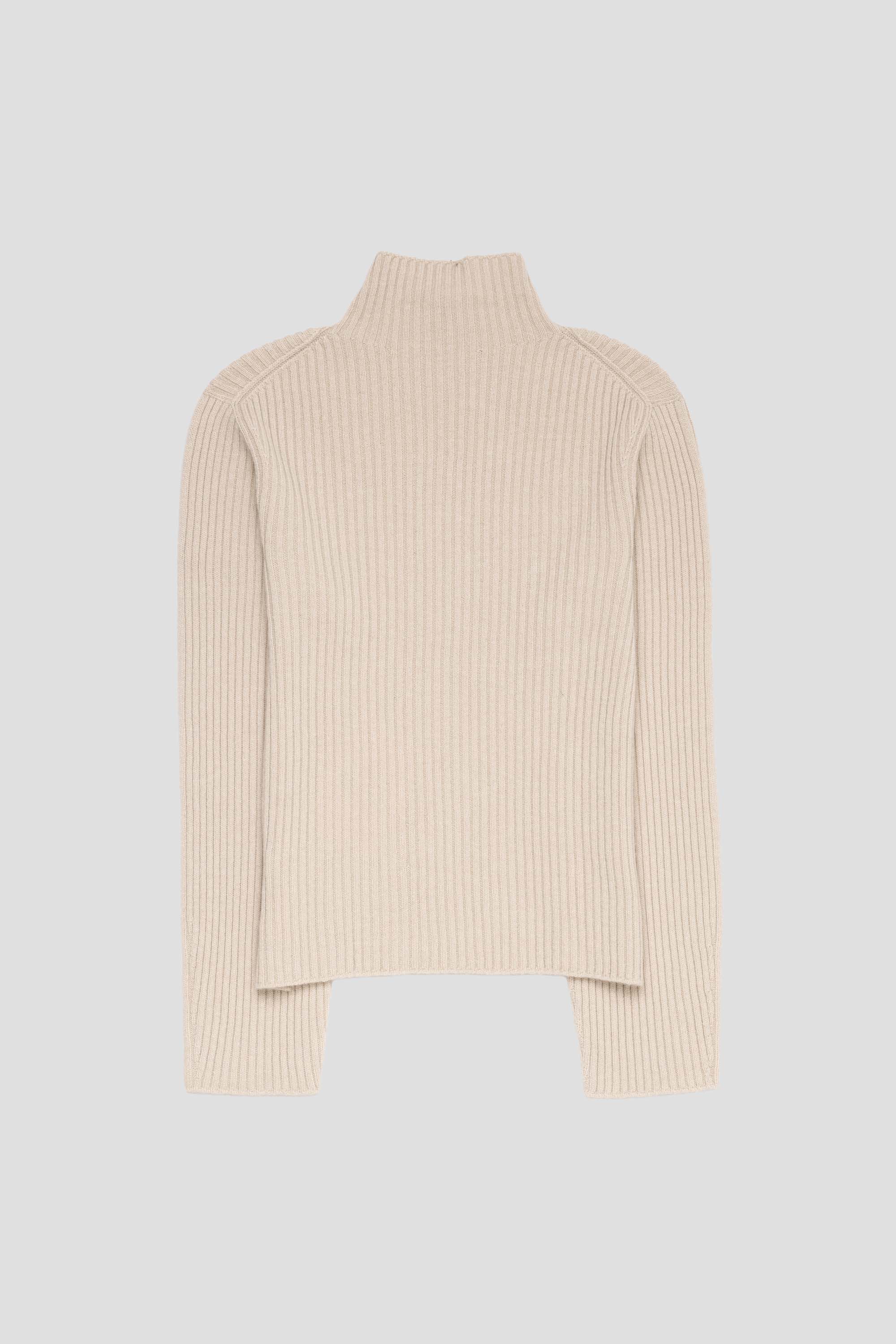 Ribbed Turtle Pullover Beige